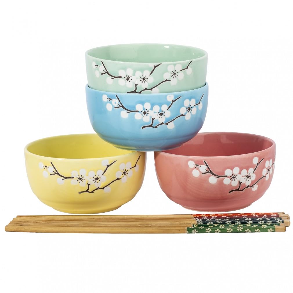 La Chineuse coffret 4 bols japonais fleurs de cerisier
