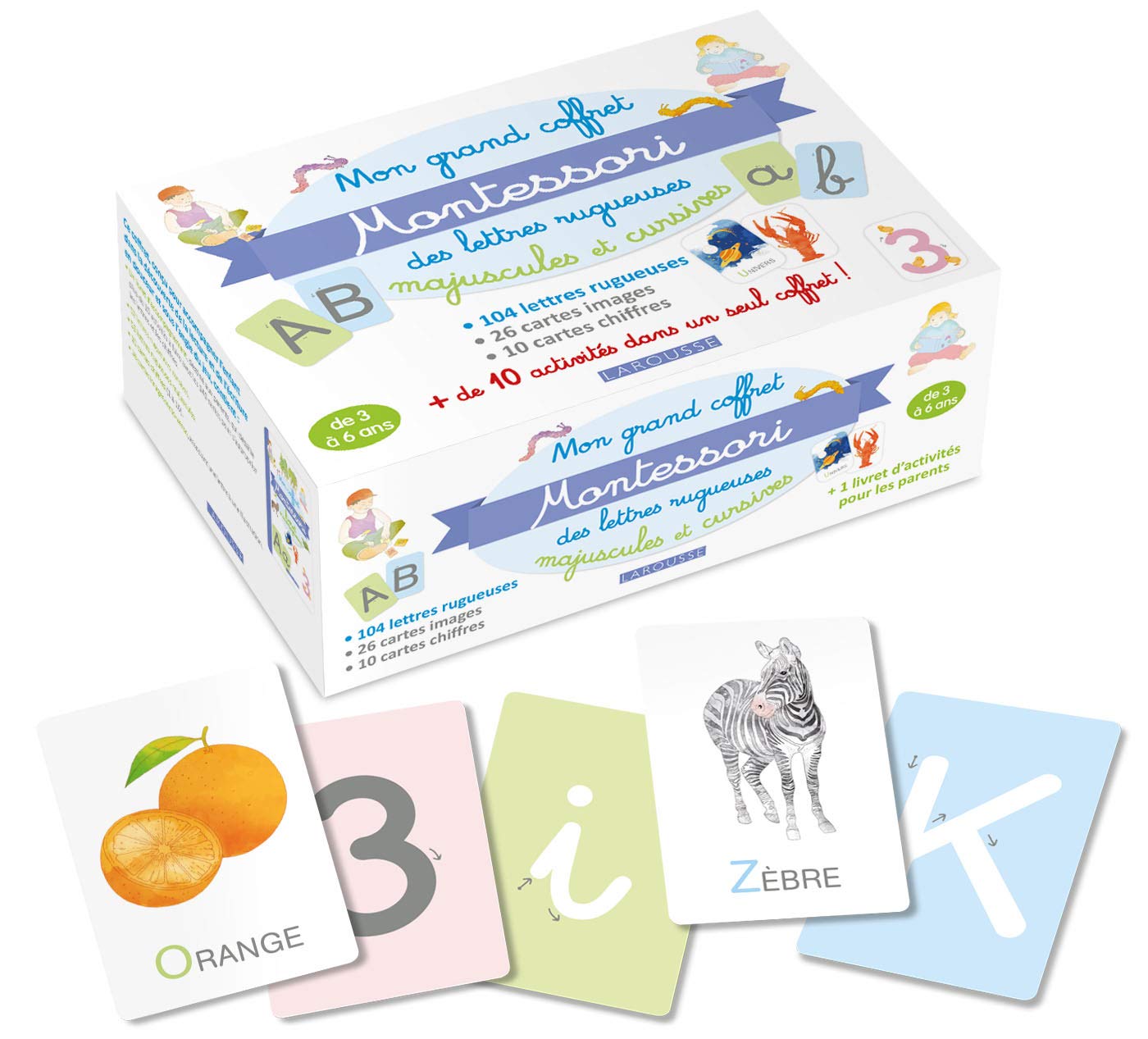 Larousse, Mon grand coffret Montessori lettres rugueuses — idée cadeau