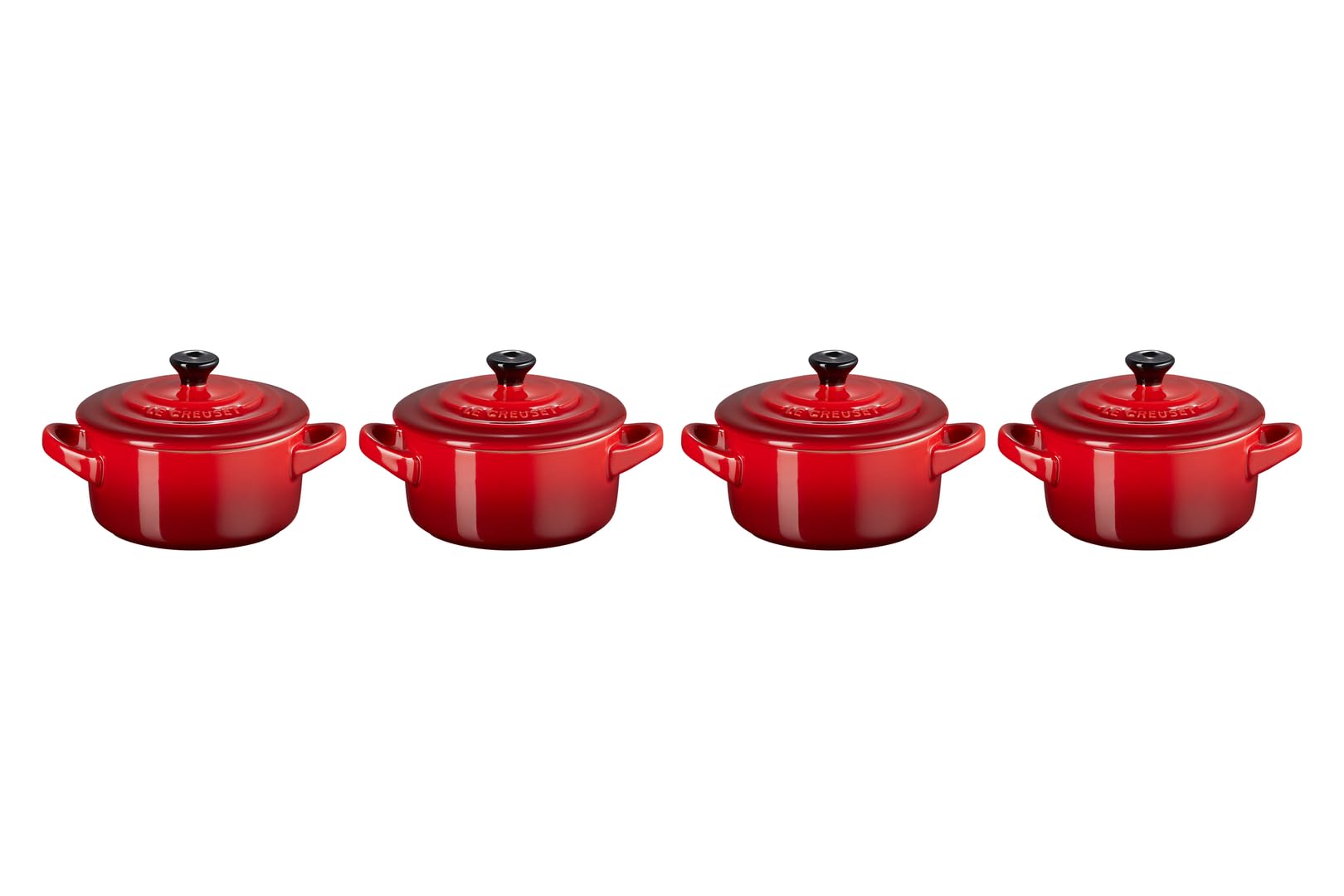 Le Creuset Set de 4 mini cocottes rondes 10 cm — Cerise — cadeau drôle et insolite