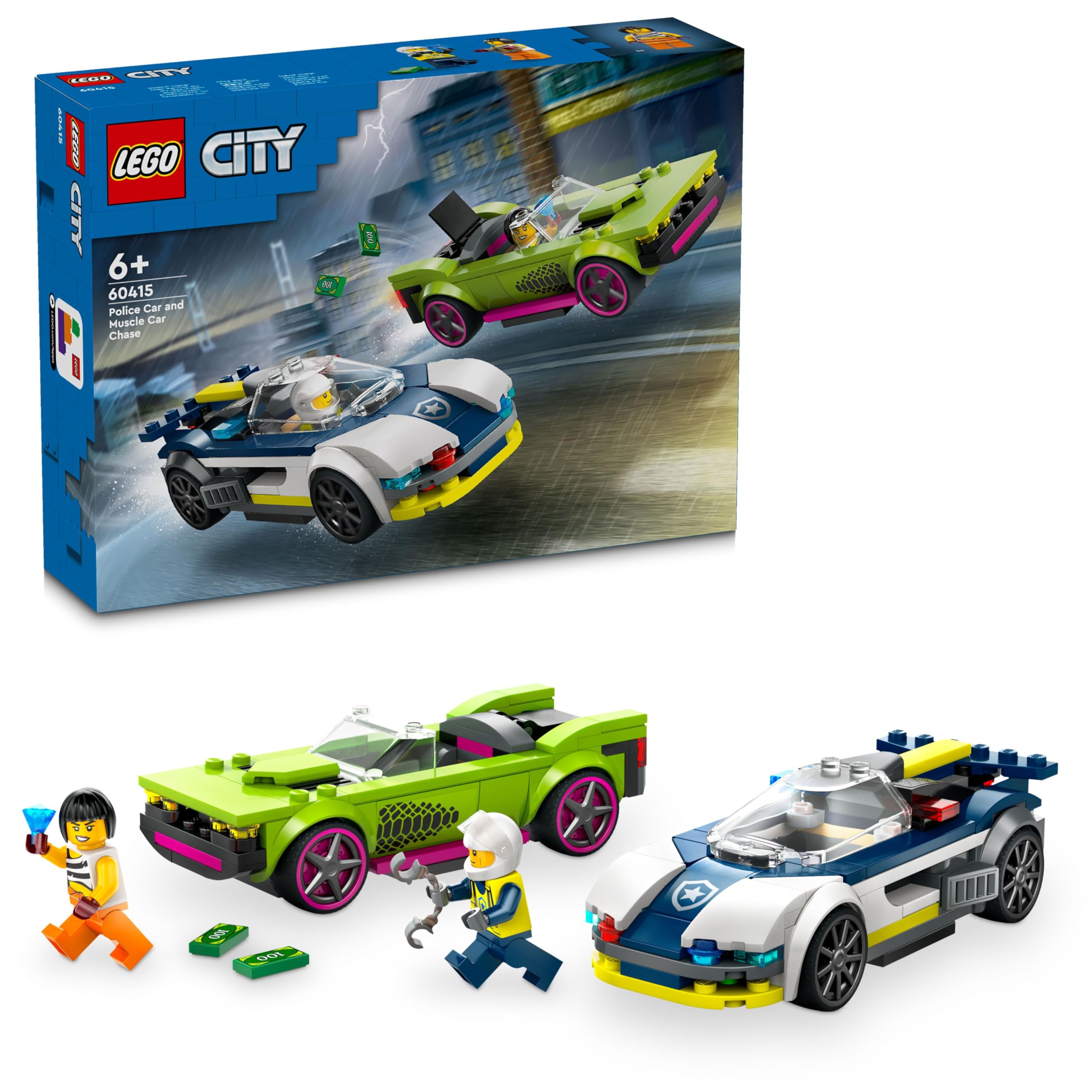 LEGO City Course-poursuite police et super voiture 60415 — idée cadeau