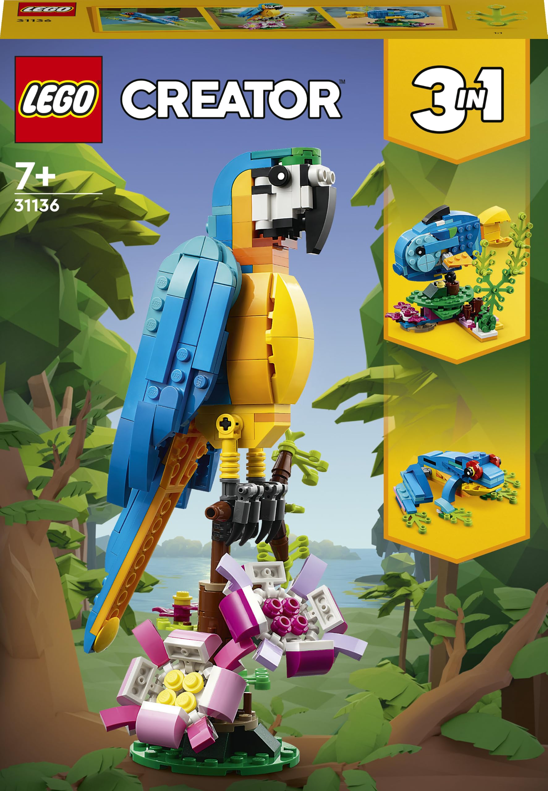 LEGO Creator 3-en-1 Le perroquet exotique 31136 — idée cadeau