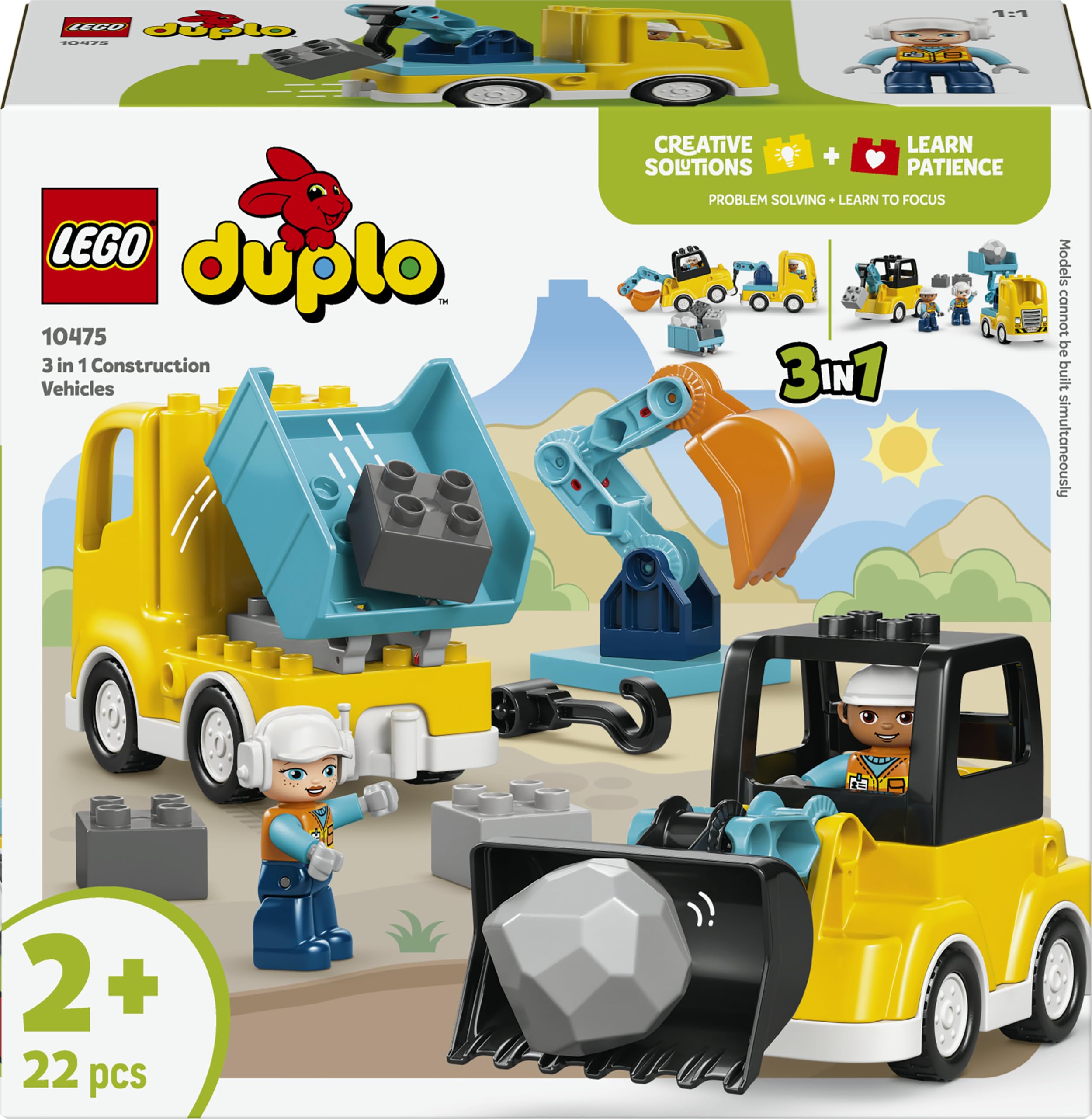 LEGO DUPLO Les véhicules de chantier 3-en-1 10475 — idée cadeau