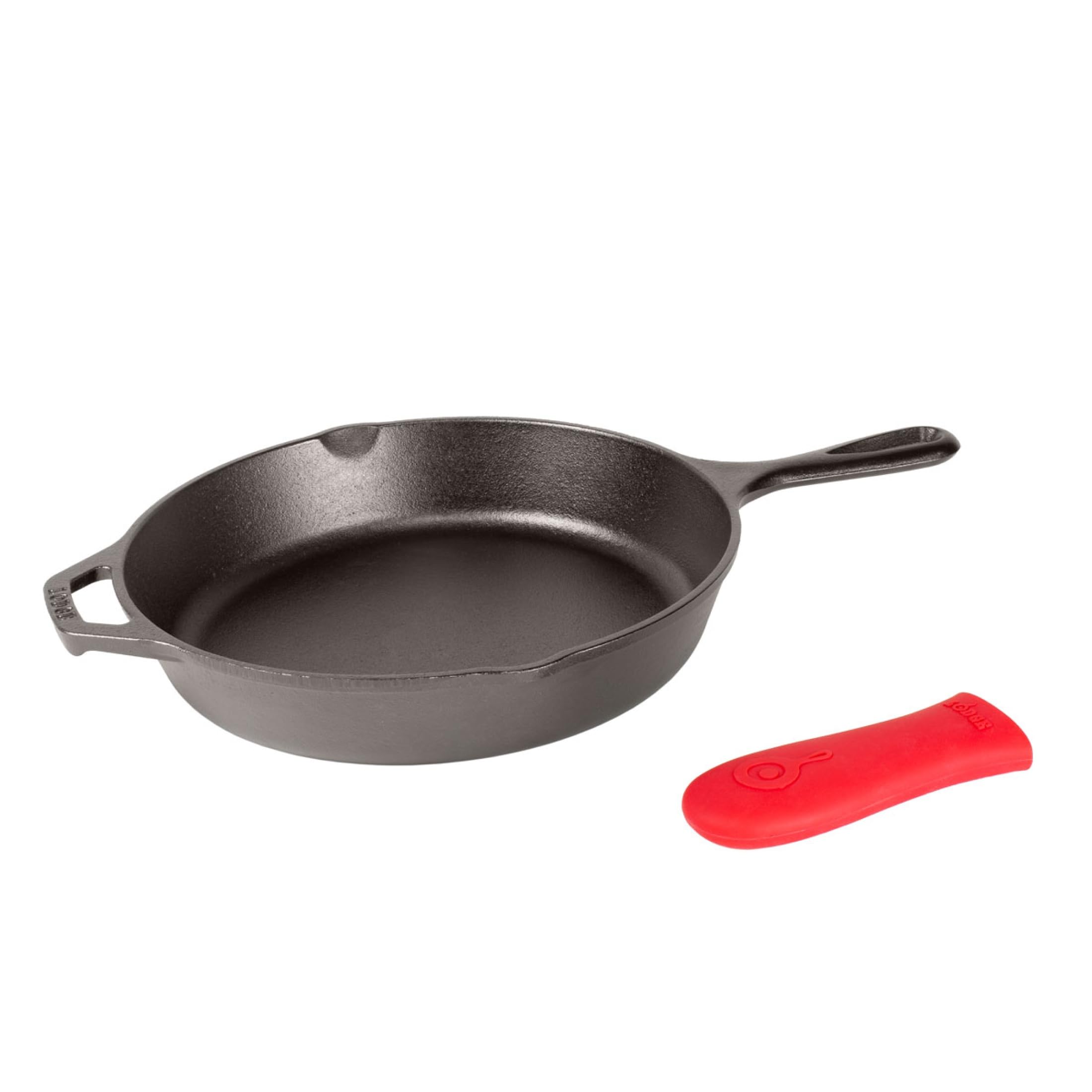 Poêle en fonte Lodge 26 cm avec manique en silicone — idée cadeau