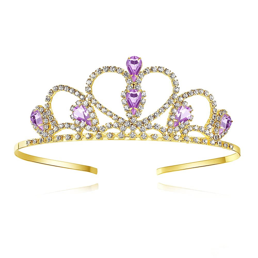 Lovelyshop, diadème de princesse doré à strass violets pour fillette — idée cadeau