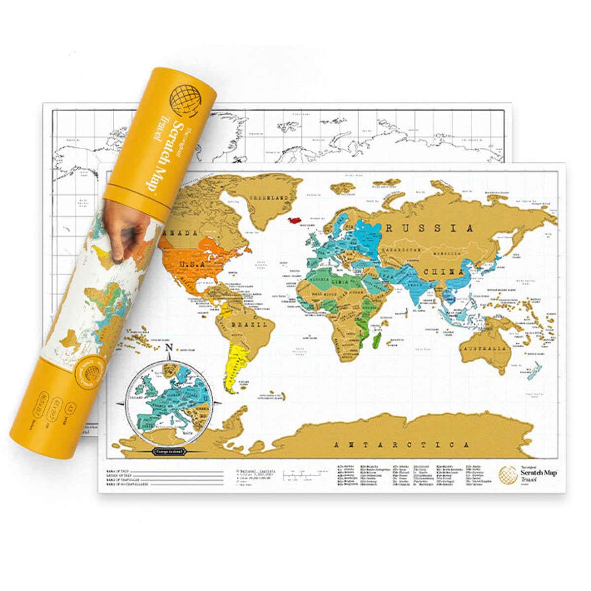 Luckies of London, carte du monde à gratter format voyage — idée cadeau