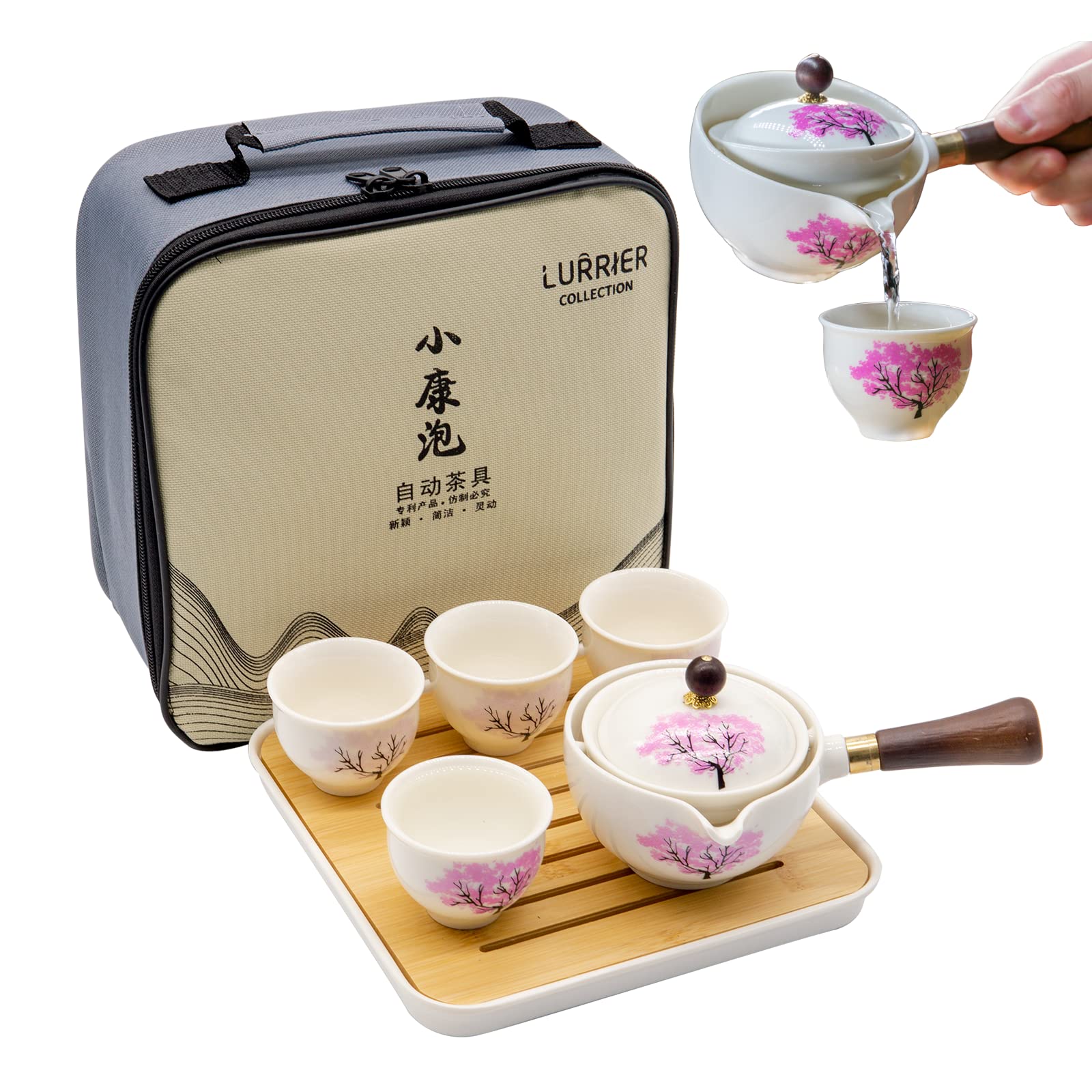 LURRIER, service à thé gongfu en porcelaine, motif sakura thermochromique — idée cadeau