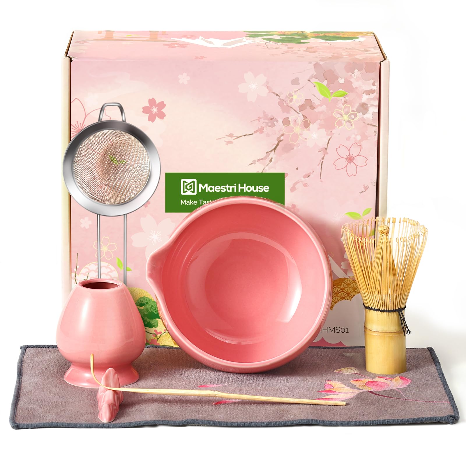 Le kit matcha Maestri House de 7 pièces, coloris rose — idée cadeau original