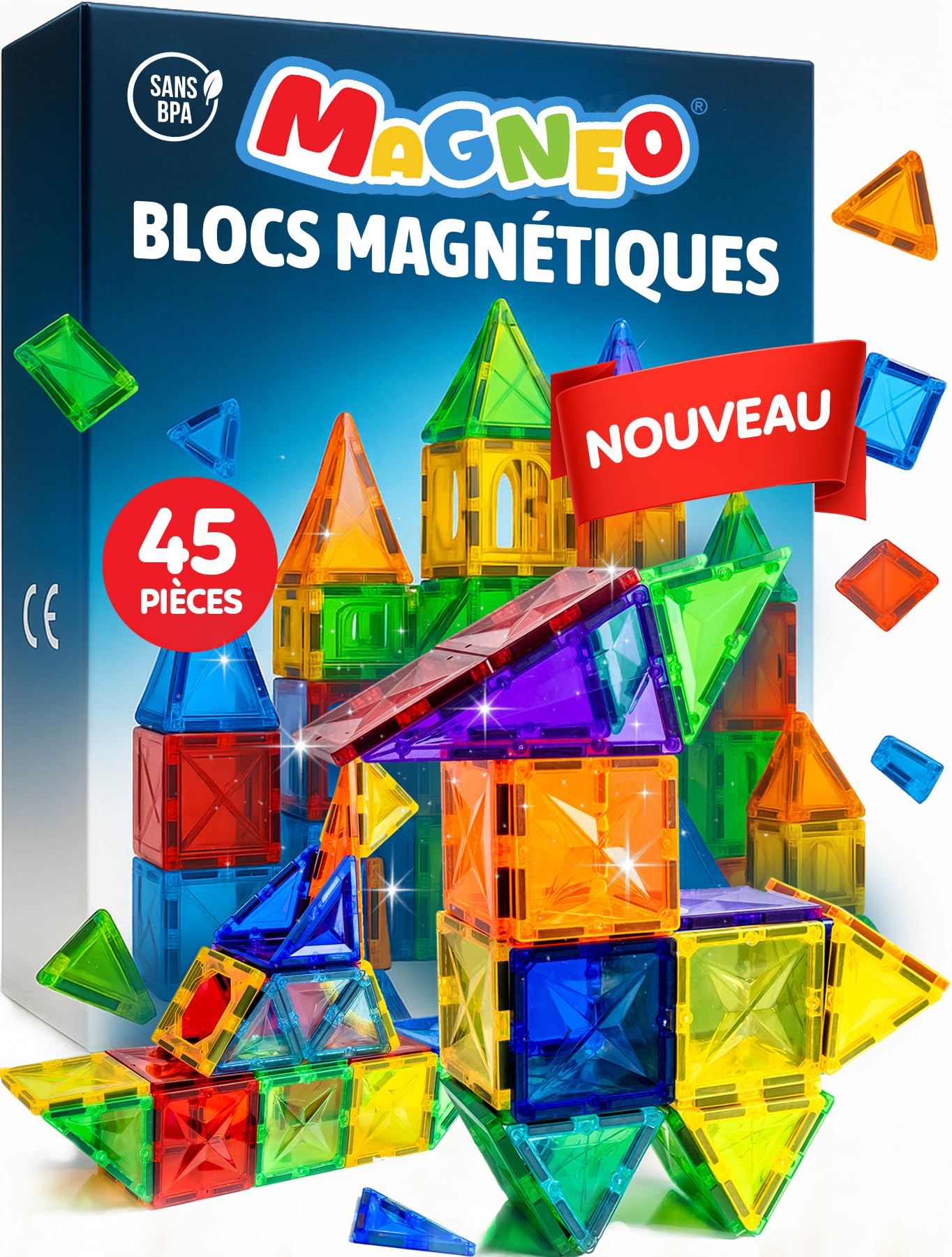 Magneo — Blocs magnétiques 45 pièces dès 3 ans — cadeau drôle et insolite