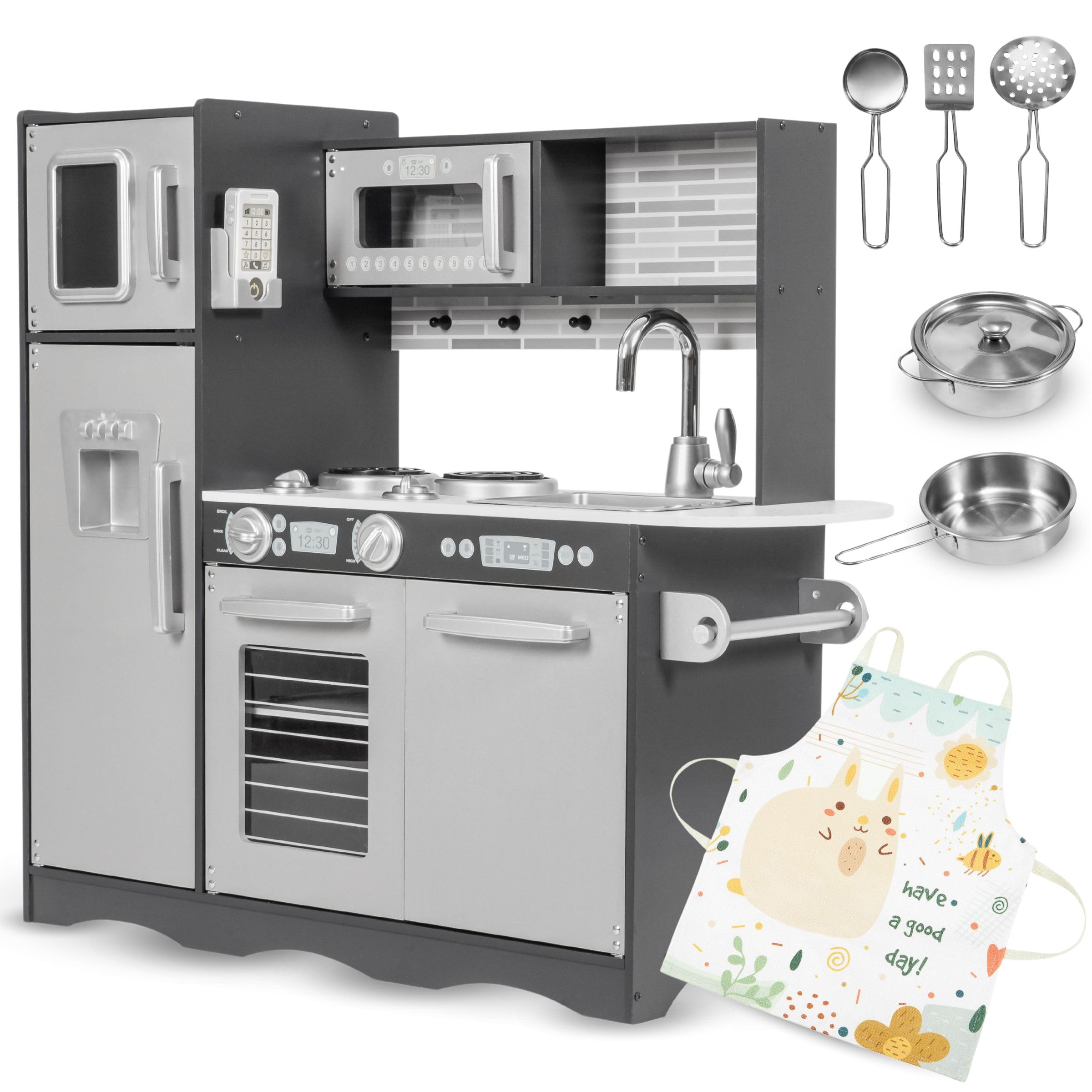Mamabrum Grande Cuisine en bois pour enfant avec LED — cadeau drôle