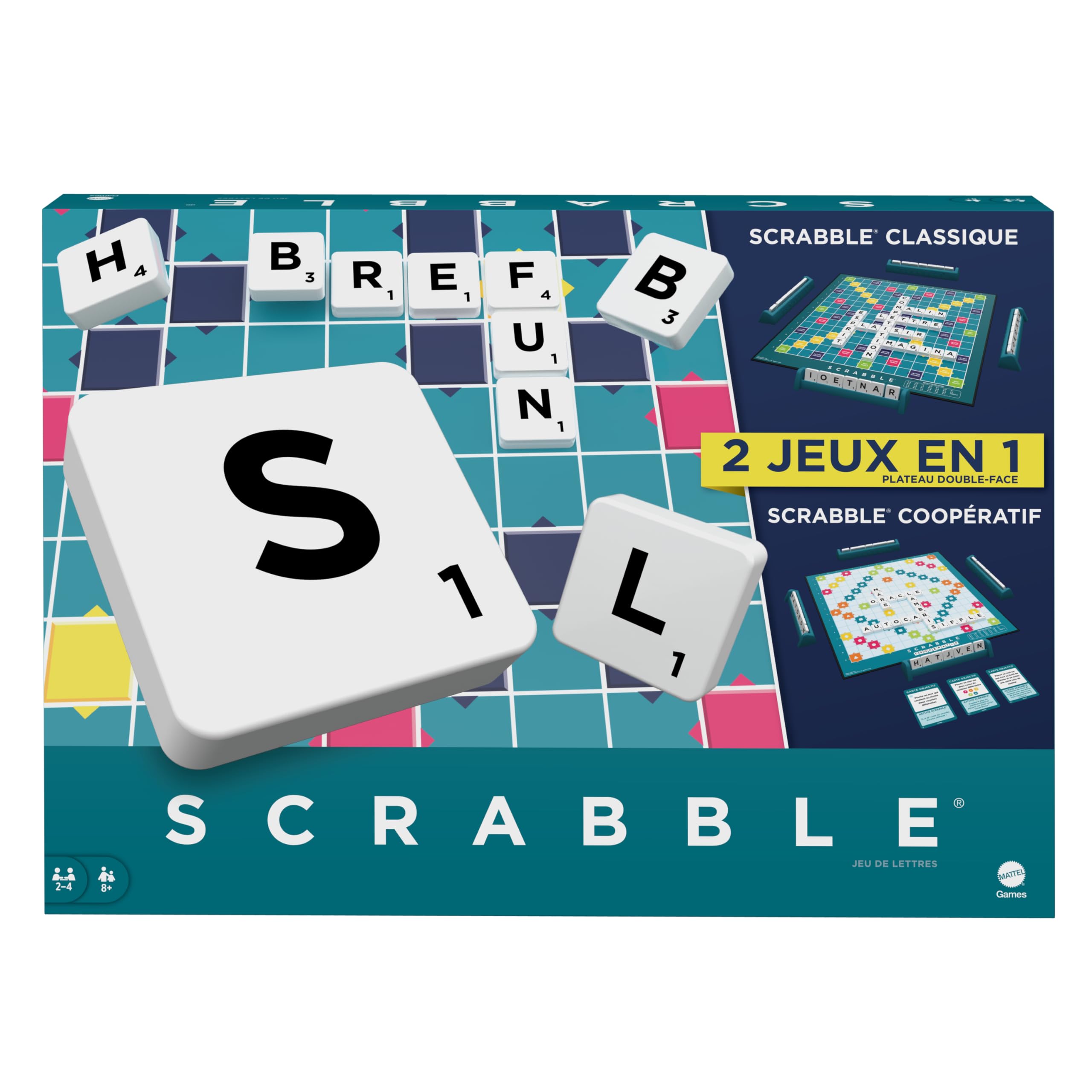 Mattel Games Scrabble, jeu de société en français, 2 à 4 joueurs — cadeau drôle et insolite