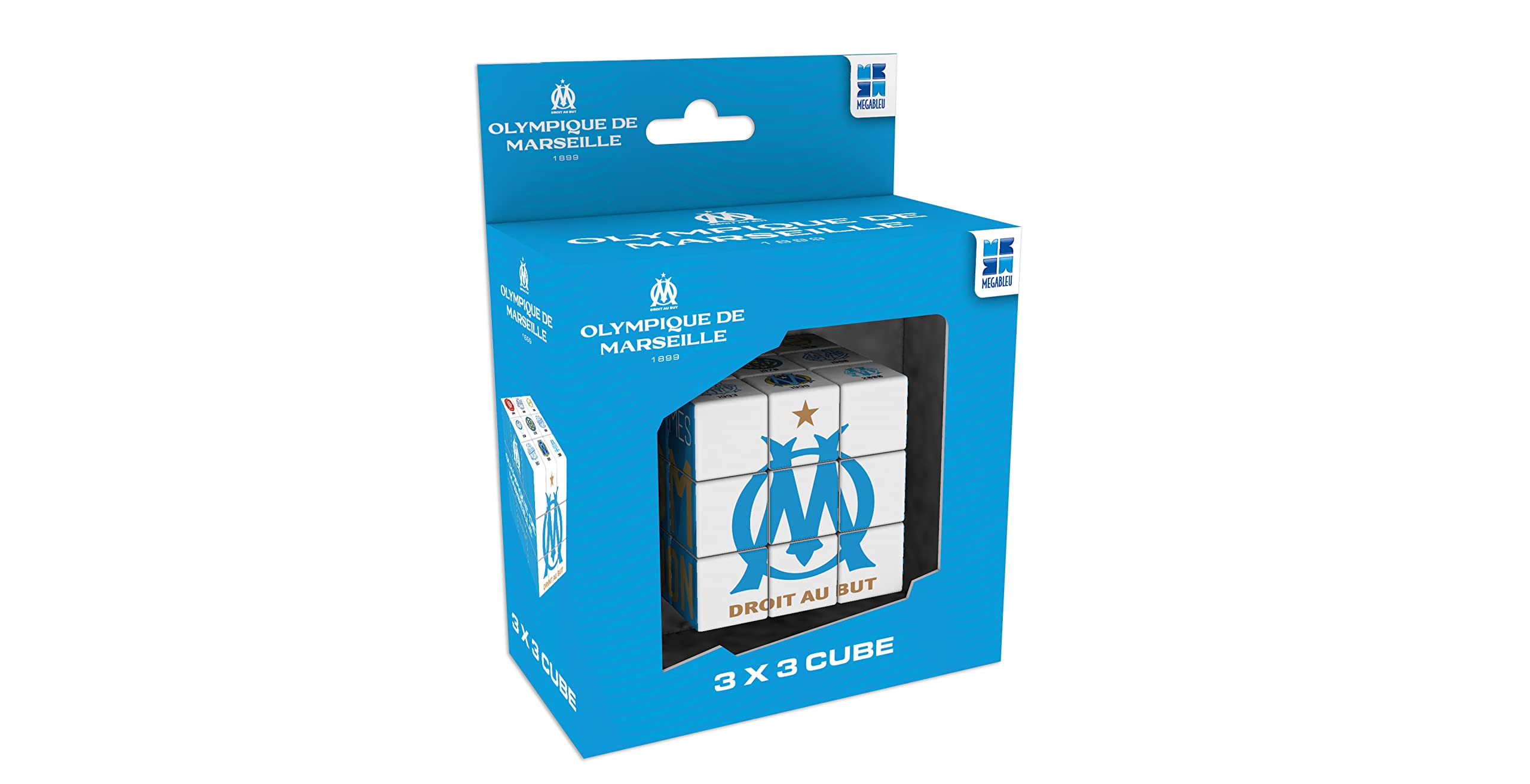 Megableu, cube 3x3 OM, casse-tête officiel de l'Olympique de Marseille — idée cadeau