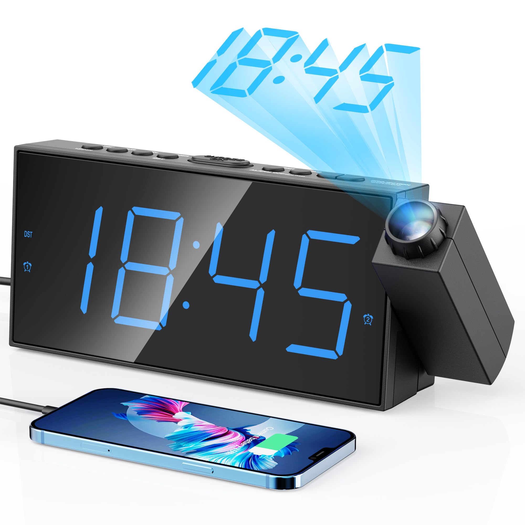 Le réveil projecteur Mesqool, projection au plafond — idée cadeau