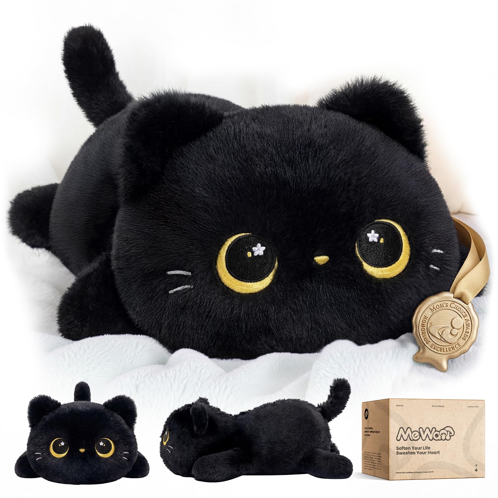 Mewaii peluche chat oreiller kawaii lavable 33 cm