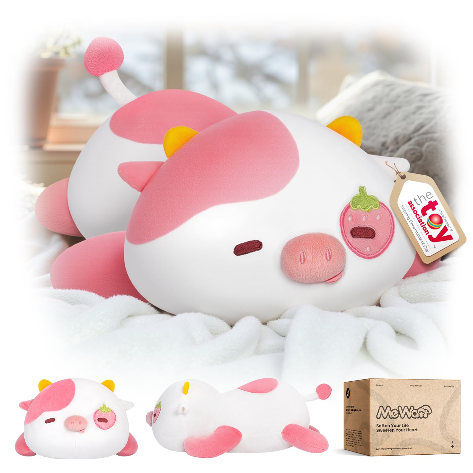 Mewaii, peluche vache fraise kawaii de 33 cm