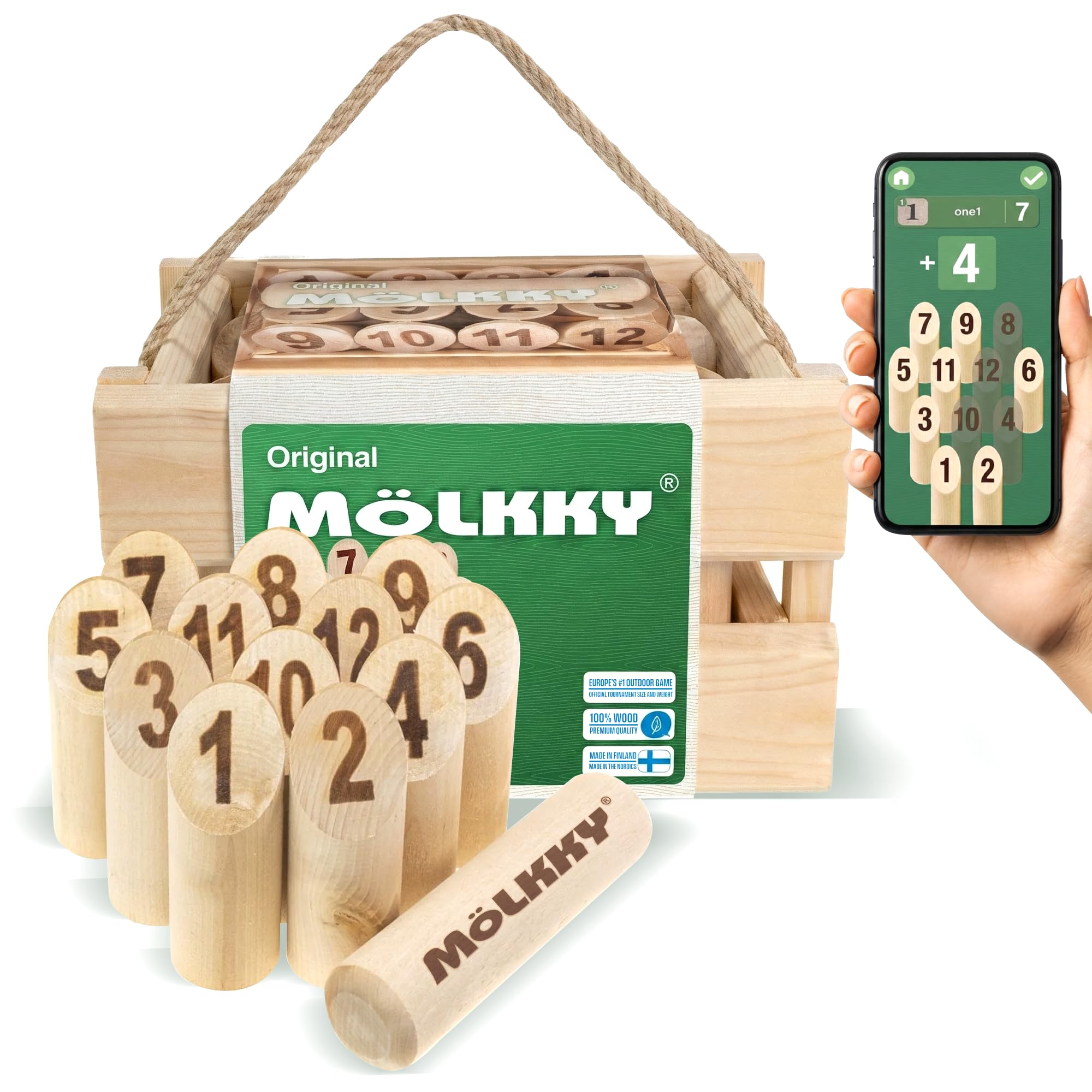 Mölkky Original, jeu de quilles finlandais en bouleau — idée cadeau
