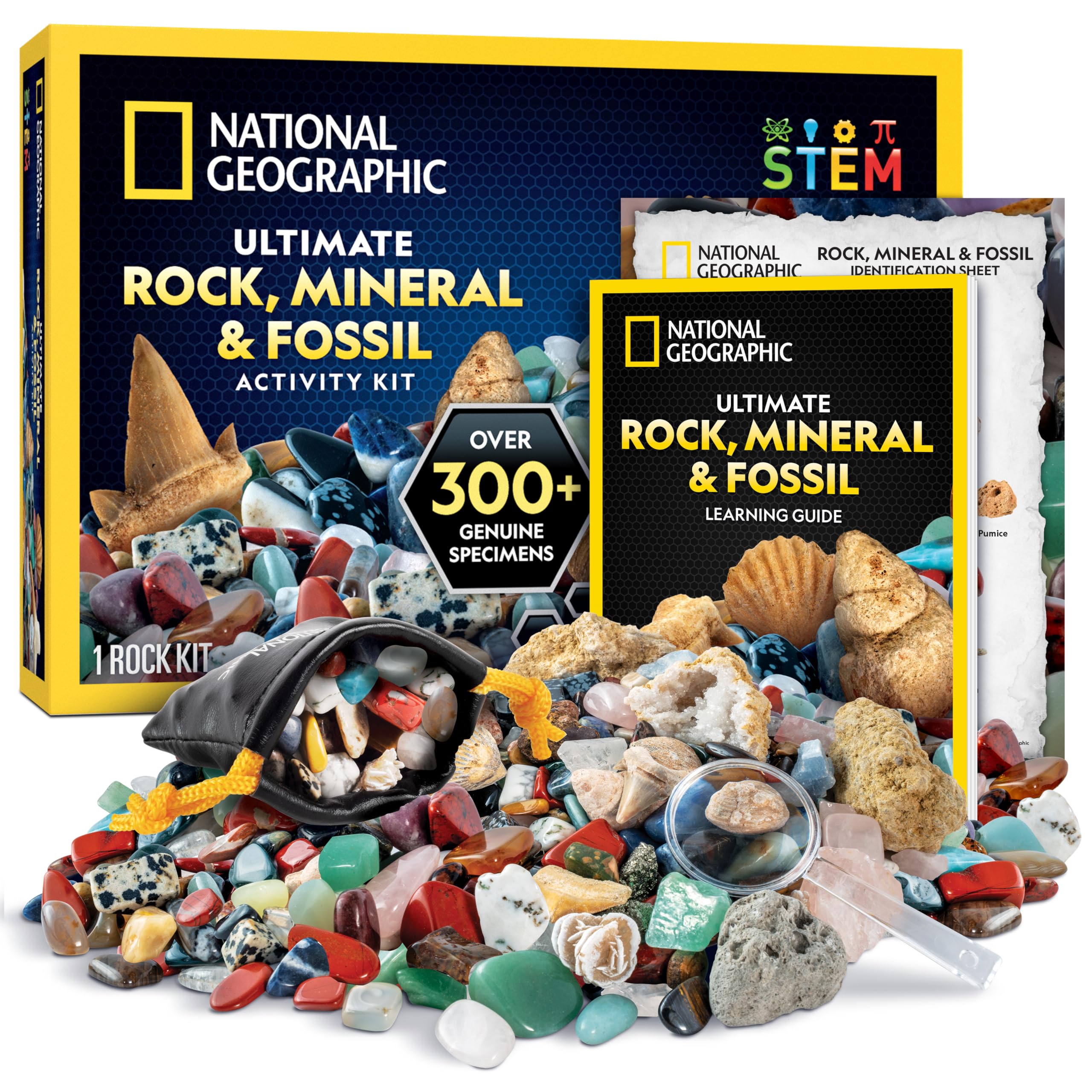 National Geographic, collection de 300 roches, fossiles et géodes — idée cadeau