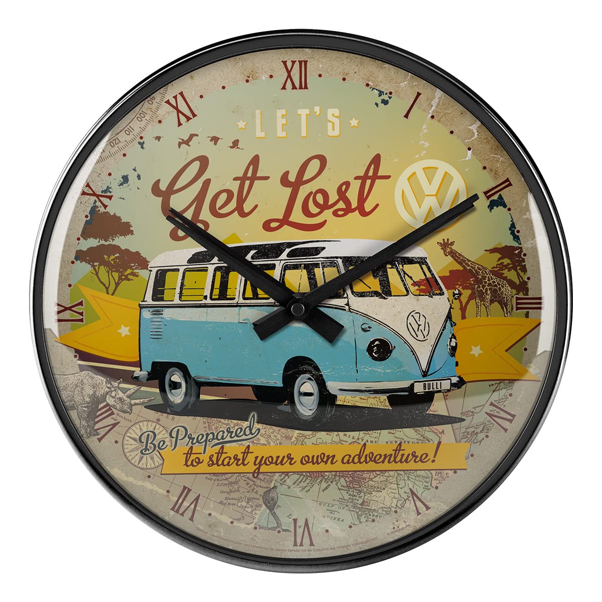 Horloge rétro Volkswagen Bulli « Let's Get Lost » Nostalgic-Art — idée cadeau