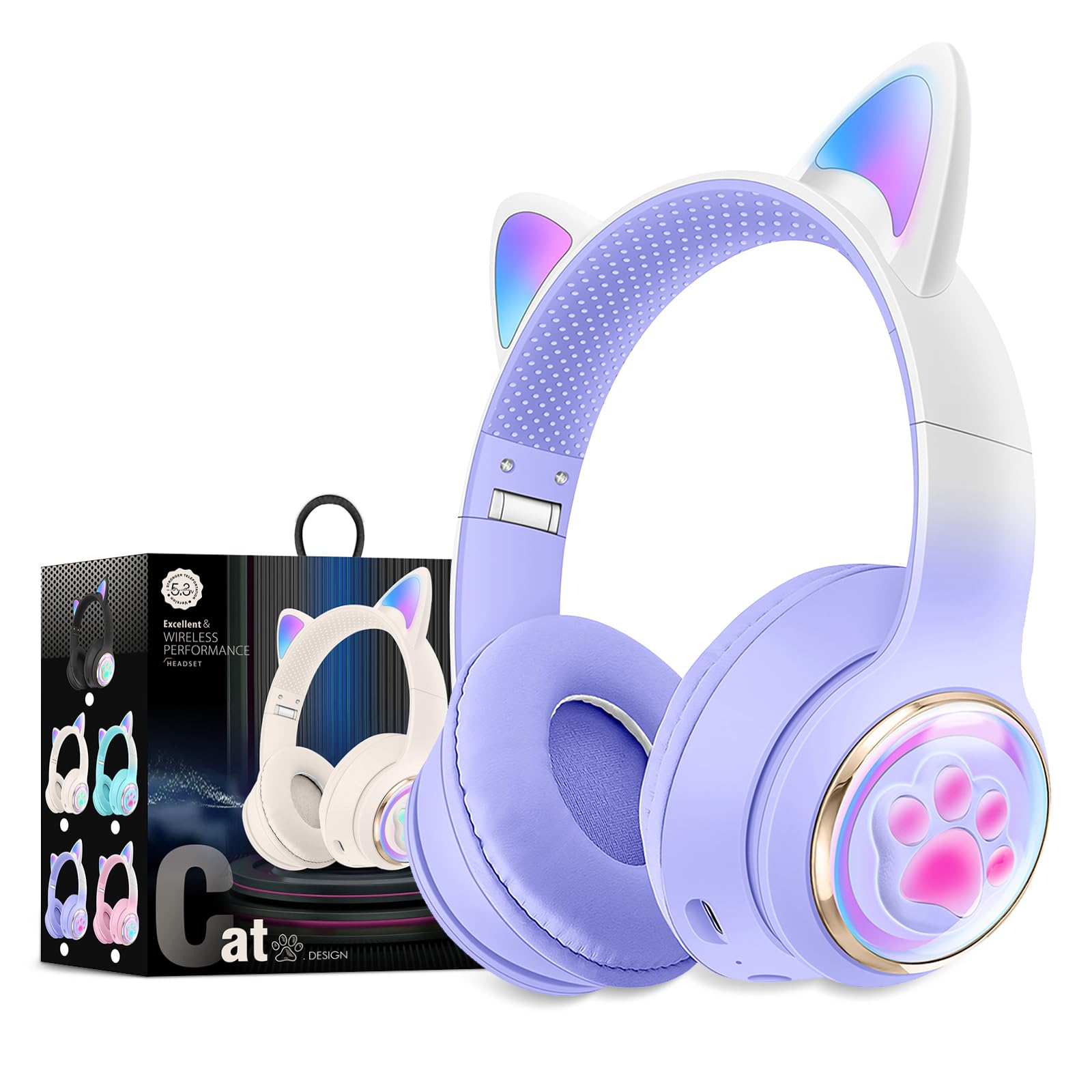 OHAANYY, casque Bluetooth enfant oreilles de chat — idée cadeau