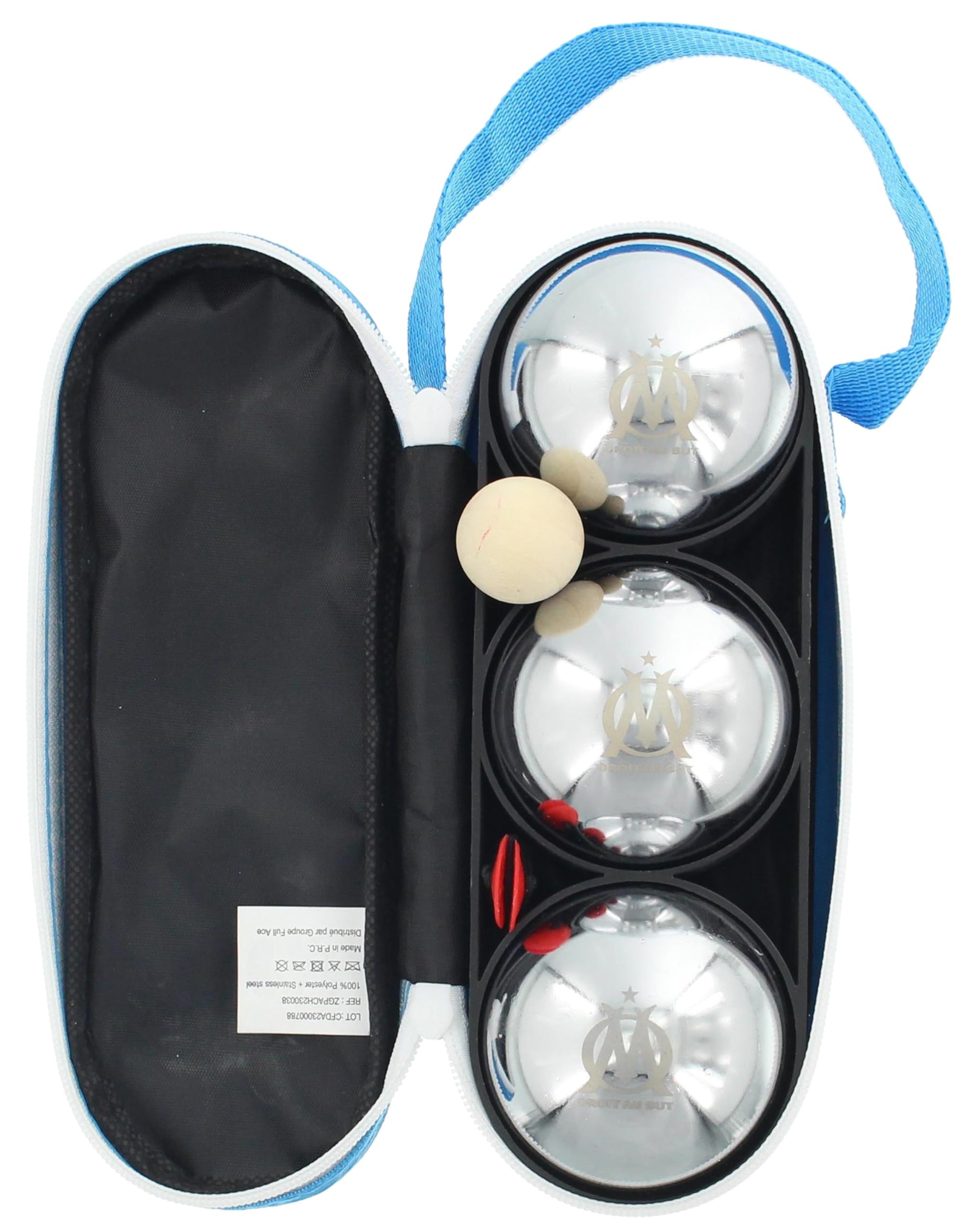 Triplette de pétanque chromée OM, collection officielle — idée cadeau
