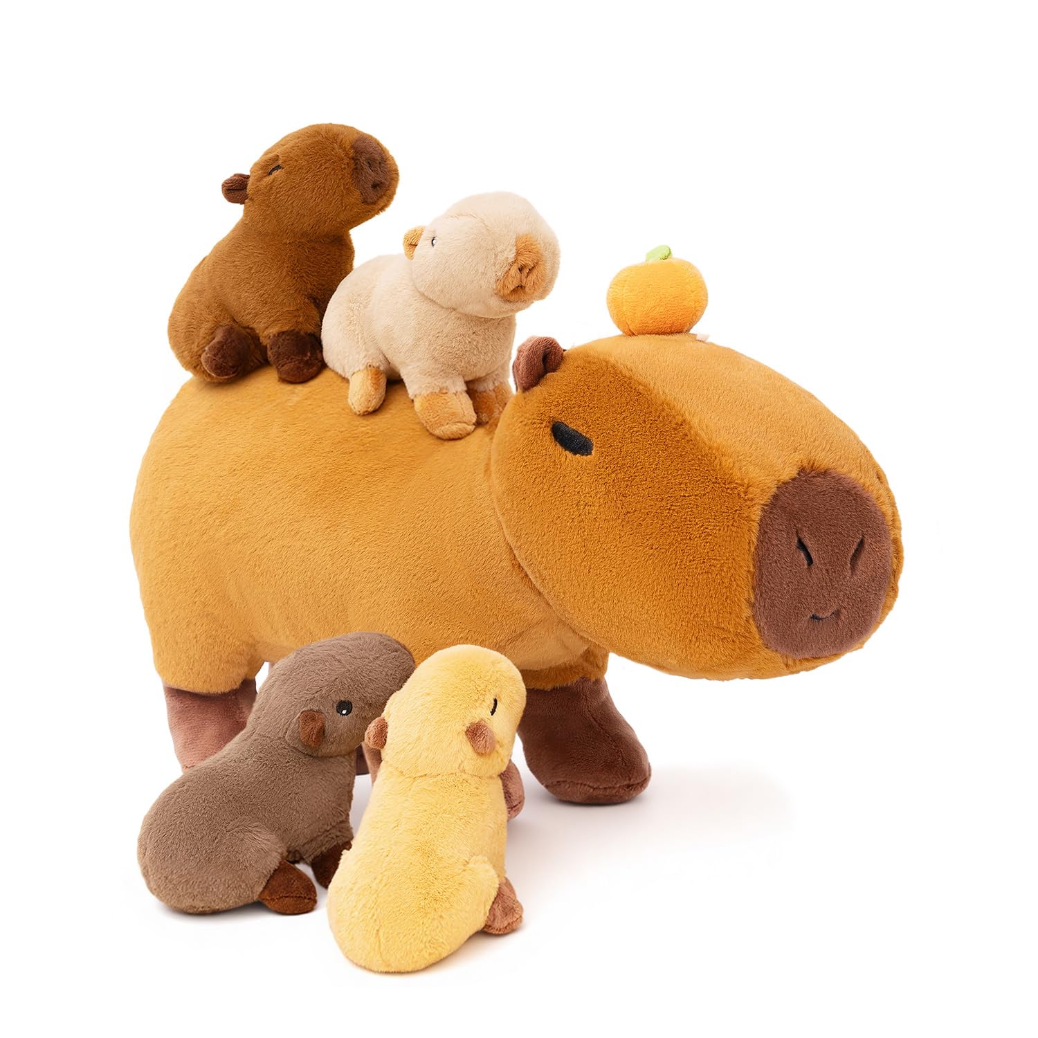 La peluche capybara géante OUOZZZ avec 4 bébés — idée cadeau