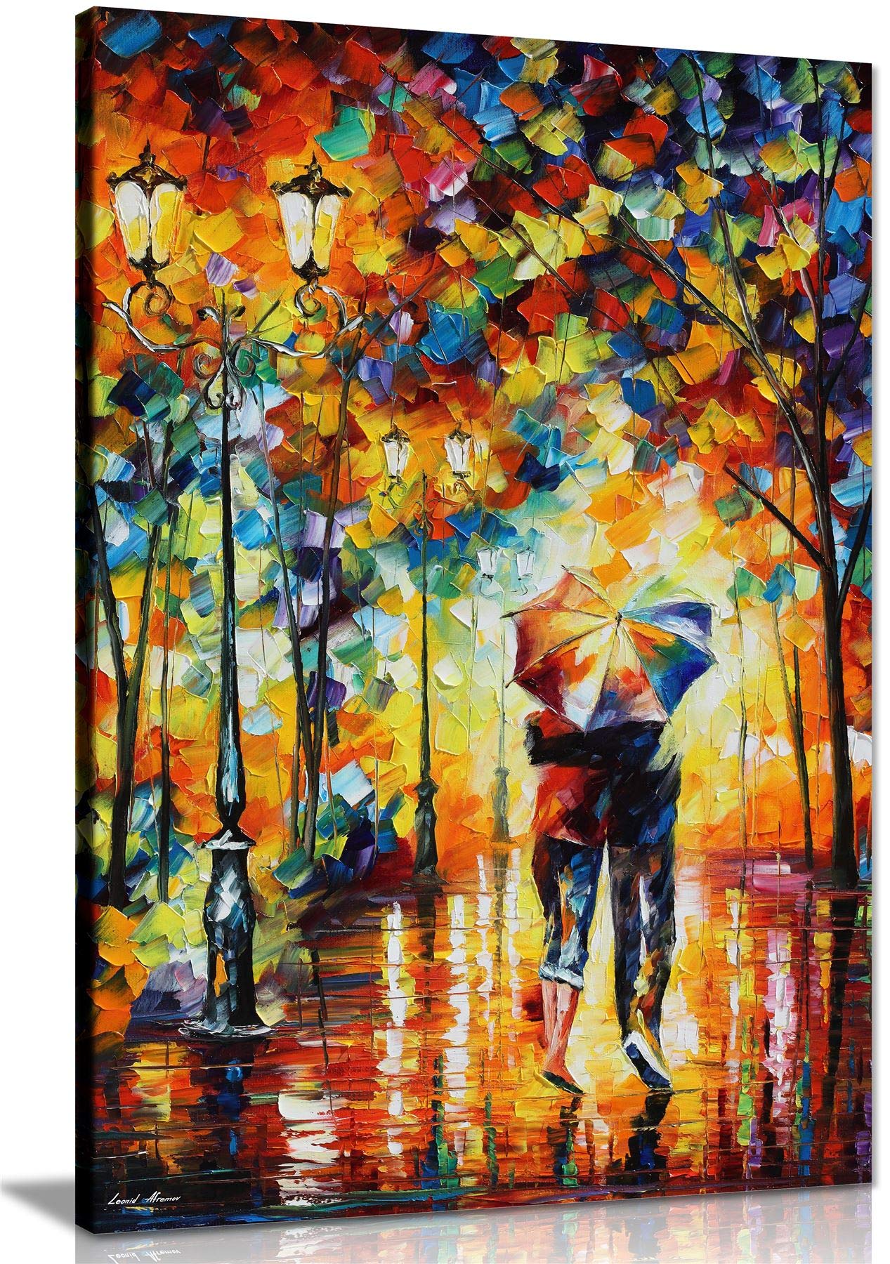 La toile Leonid Afremov « Couple sous un parapluie », 91 x 61 cm — idée cadeau