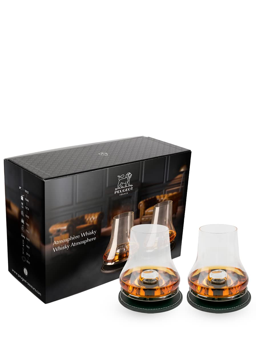 Peugeot, coffret dégustation whisky (2 verres, 2 socles rafraîchissants) — cadeau drôle et insolite