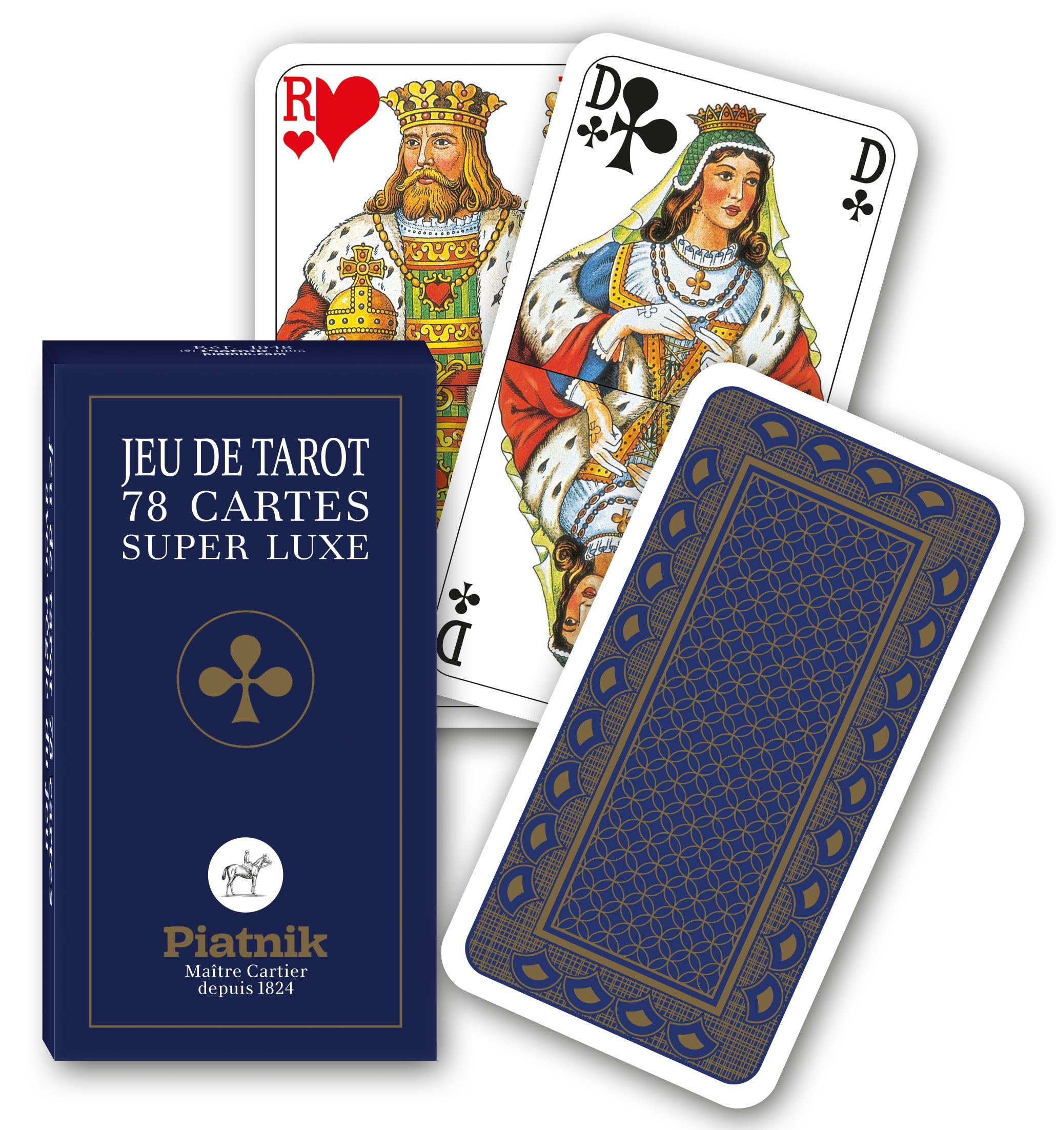 Piatnik Tarot Luxe, 78 cartes dos bleu et or — cadeau drôle et insolite