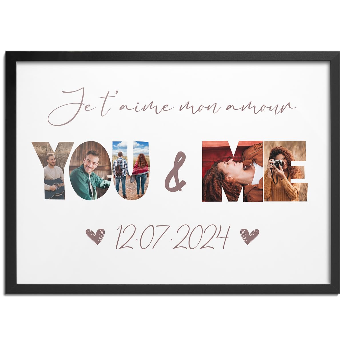 Pictalia, cadre photo personnalisé « You & Me » pour couple — idée cadeau
