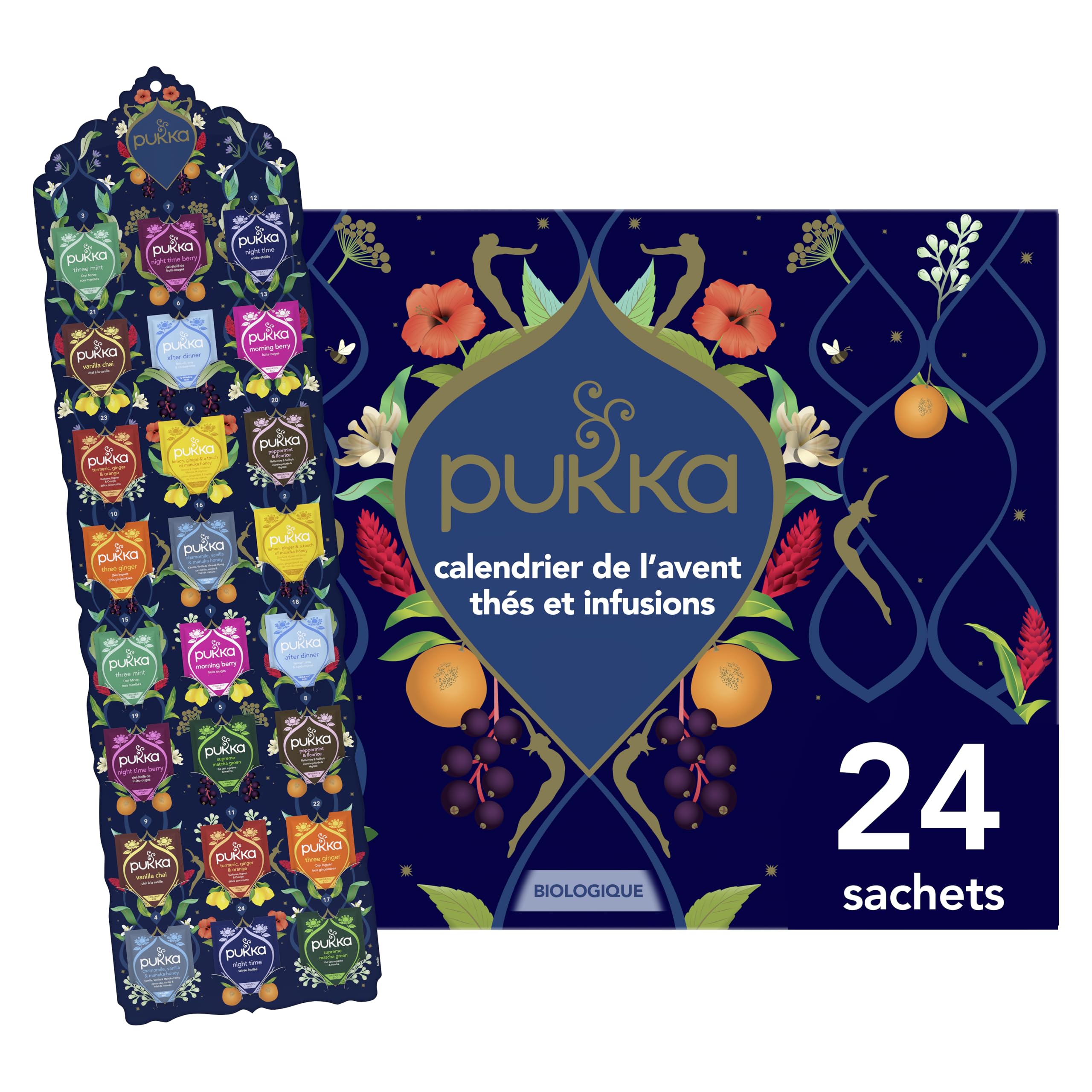 Pukka calendrier de l'Avent 2026, 24 sachets de thés et infusions bio — idée cadeau original
