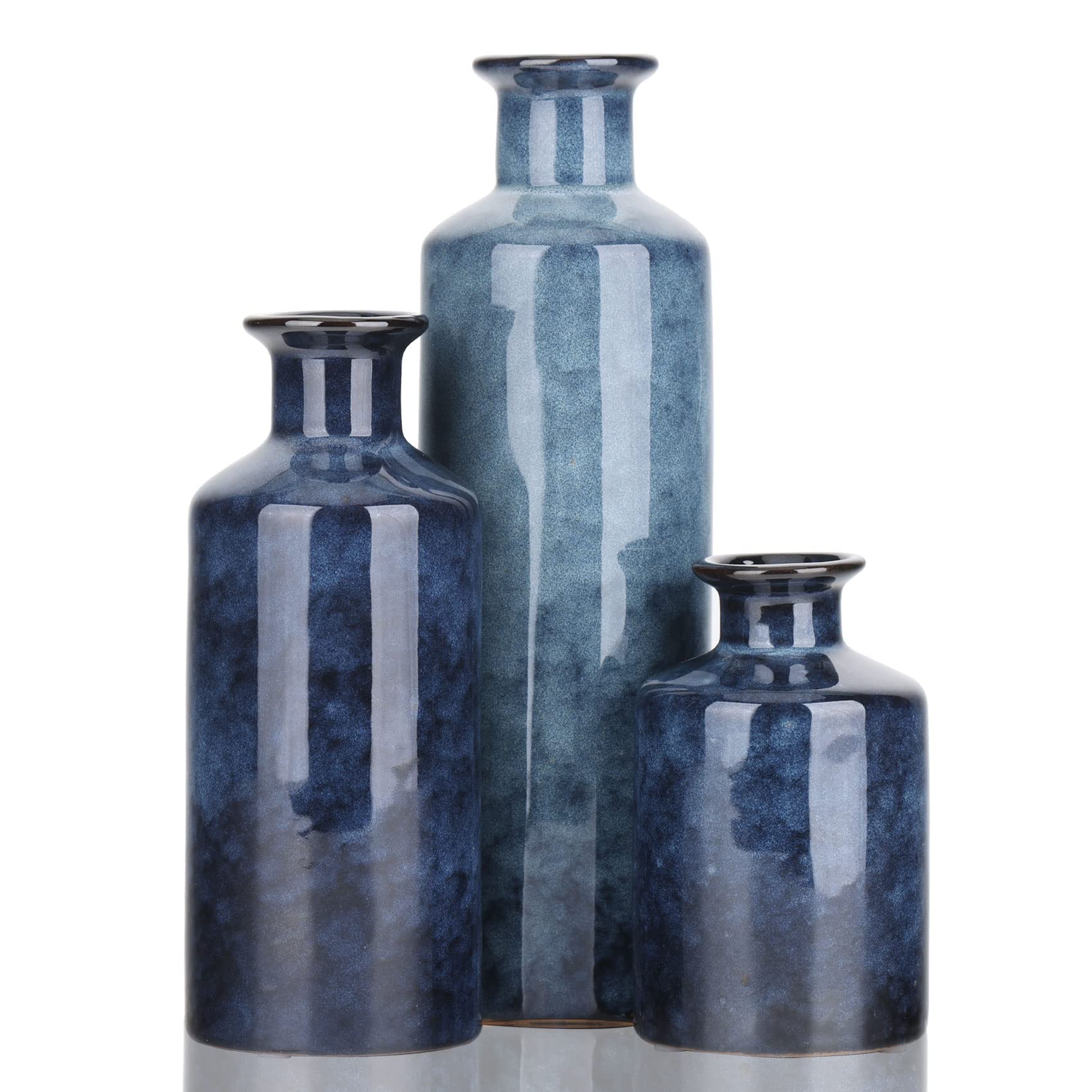 QIANLING, lot de 3 petits vases en céramique bleue — cadeau drôle et insolite