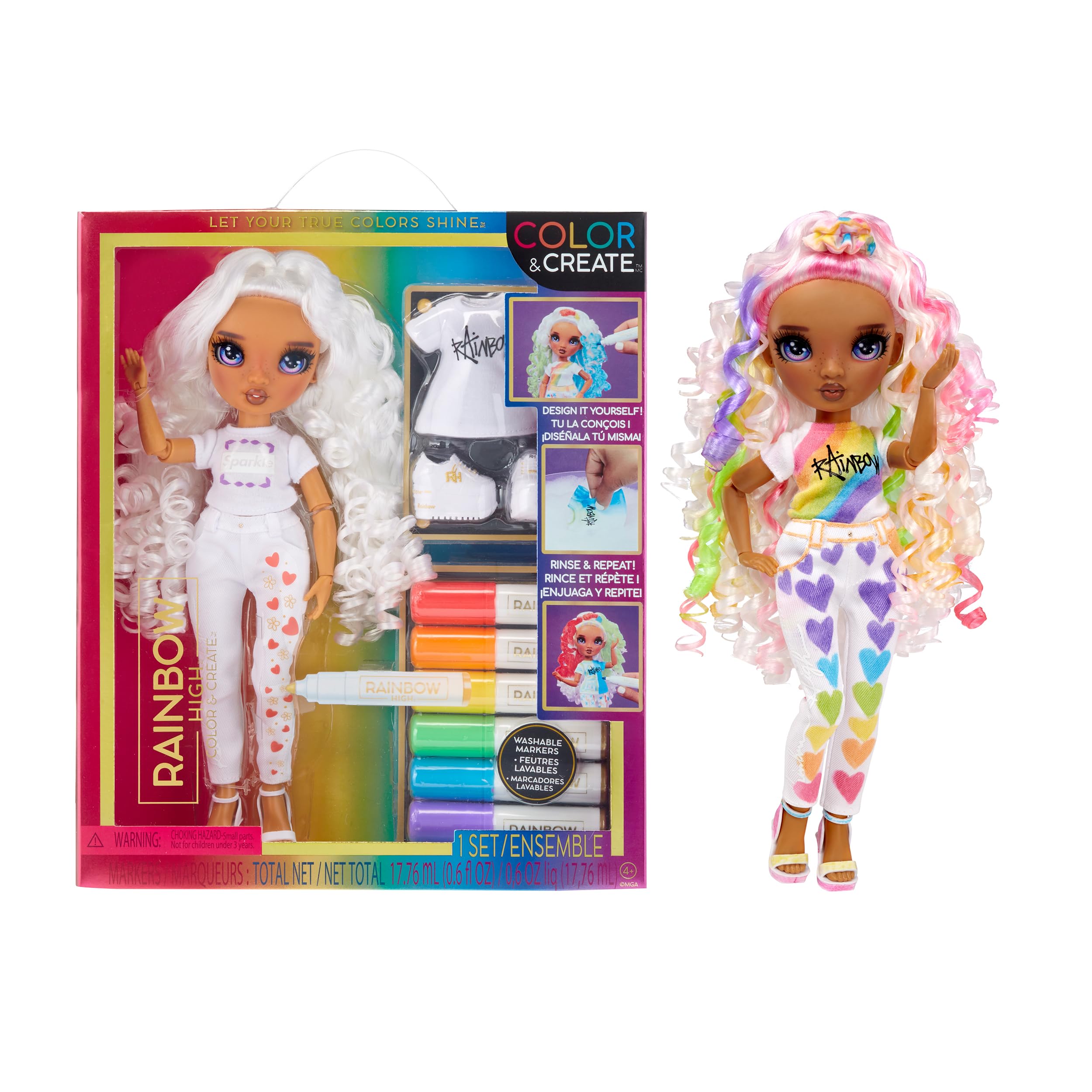 Rainbow High Colour & Create, poupée à colorier aux yeux violets — idée cadeau