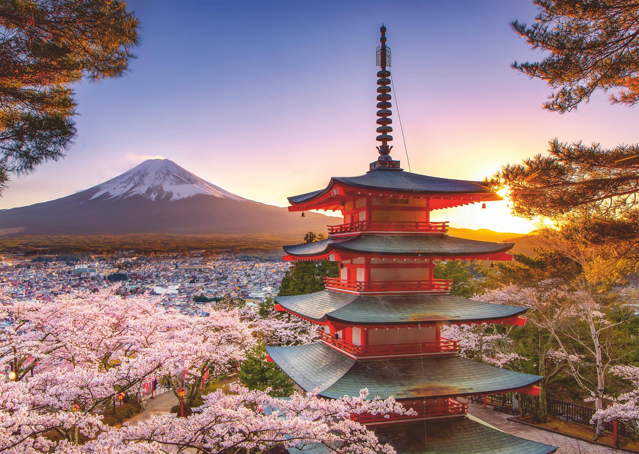 Ravensburger puzzle 1000 pièces, Mont Fuji et cerisiers en fleurs — cadeau drôle et insolite