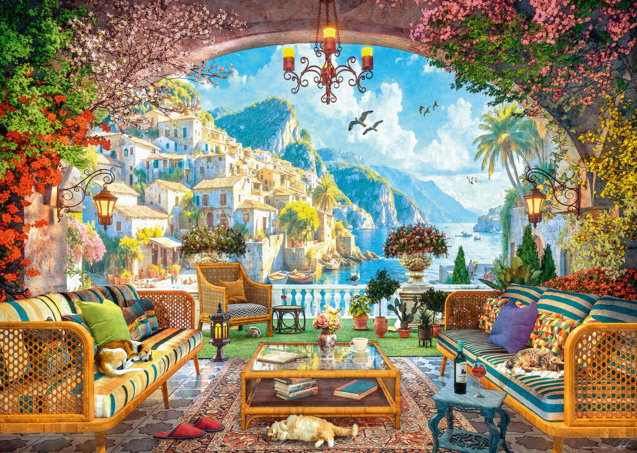 Ravensburger puzzle 1000 pièces, vue sur la terrasse méditerranéenne — cadeau drôle et insolite