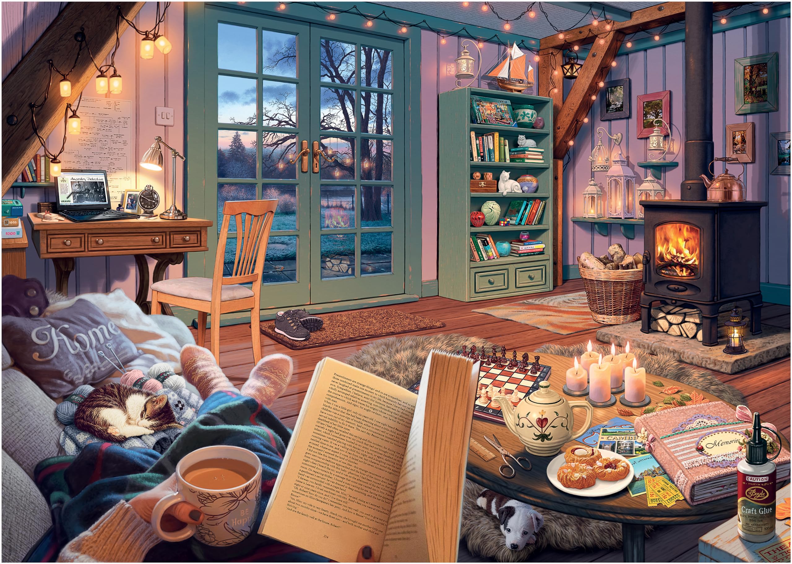 Ravensburger puzzle 500 pièces grandes pièces, salon cosy — cadeau drôle et insolite