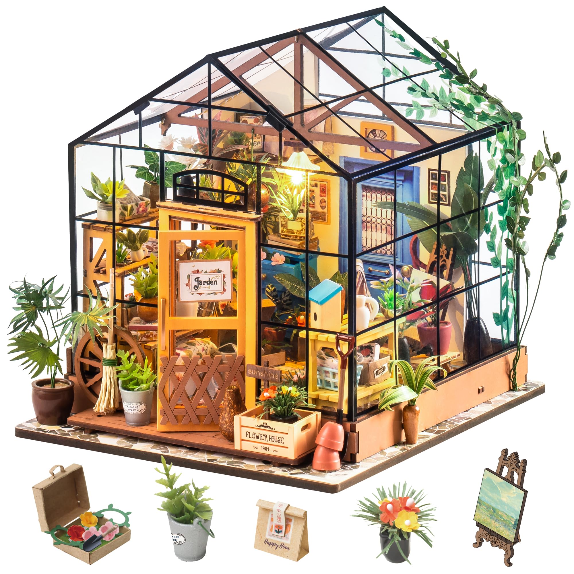 Rolife maison miniature Fleurs de Cathy, serre à monter — idée cadeau