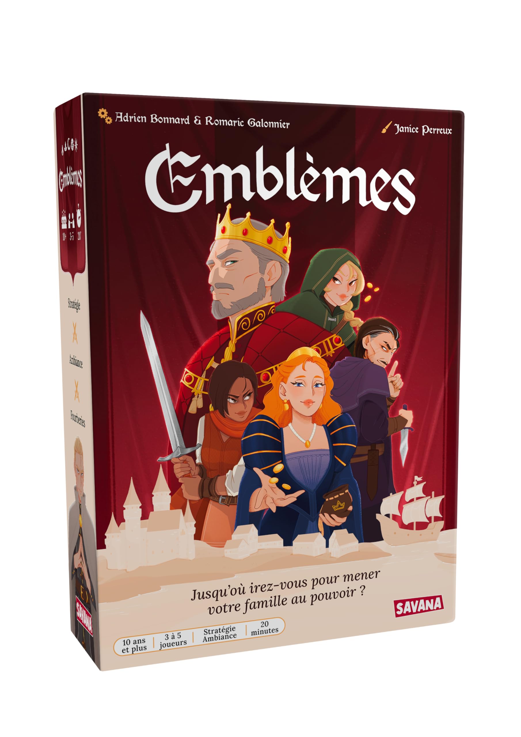 Emblèmes, jeu de cartes de bluff pour la couronne