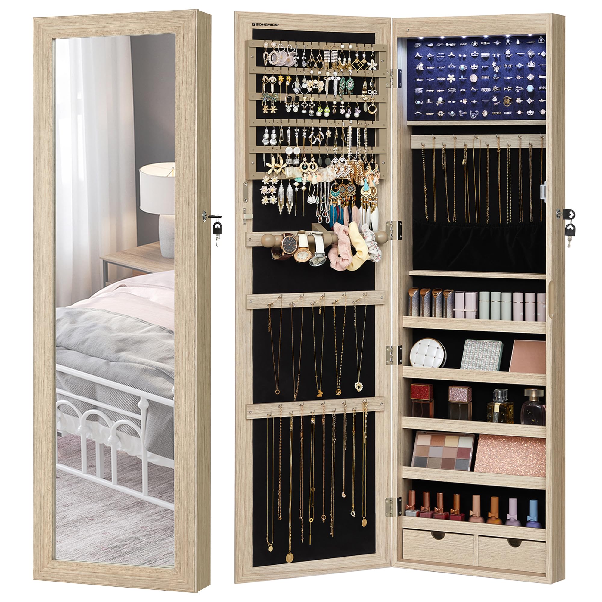 L'armoire à bijoux murale SONGMICS effet chêne — cadeau drôle et insolite