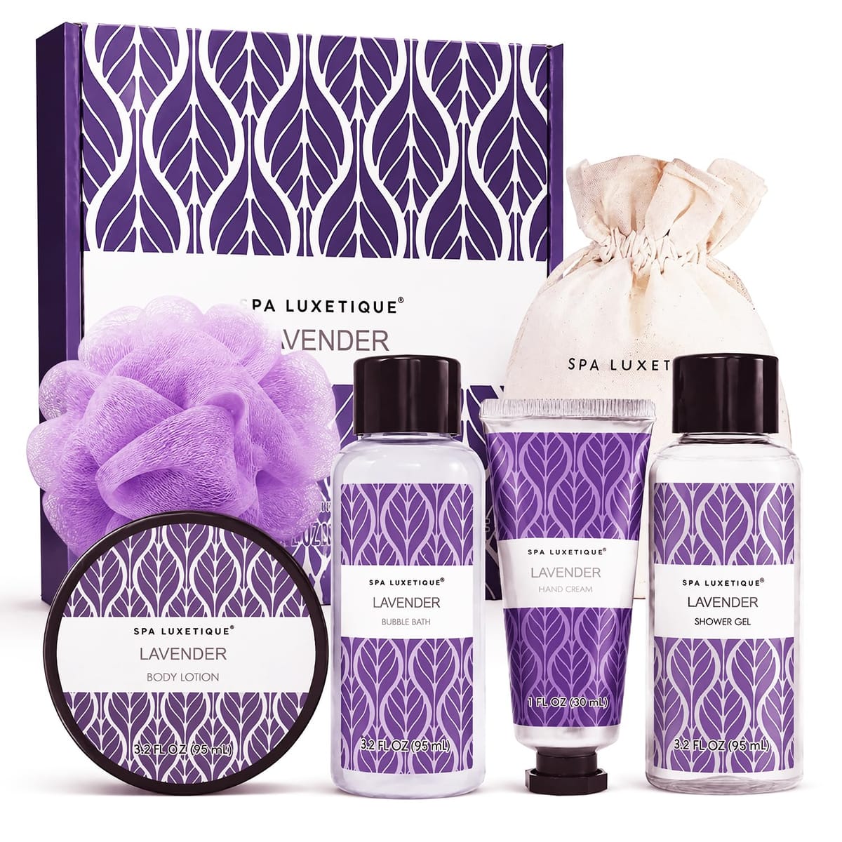 Spa Luxetique, coffret de bain 6 pièces parfum lavande — idée cadeau
