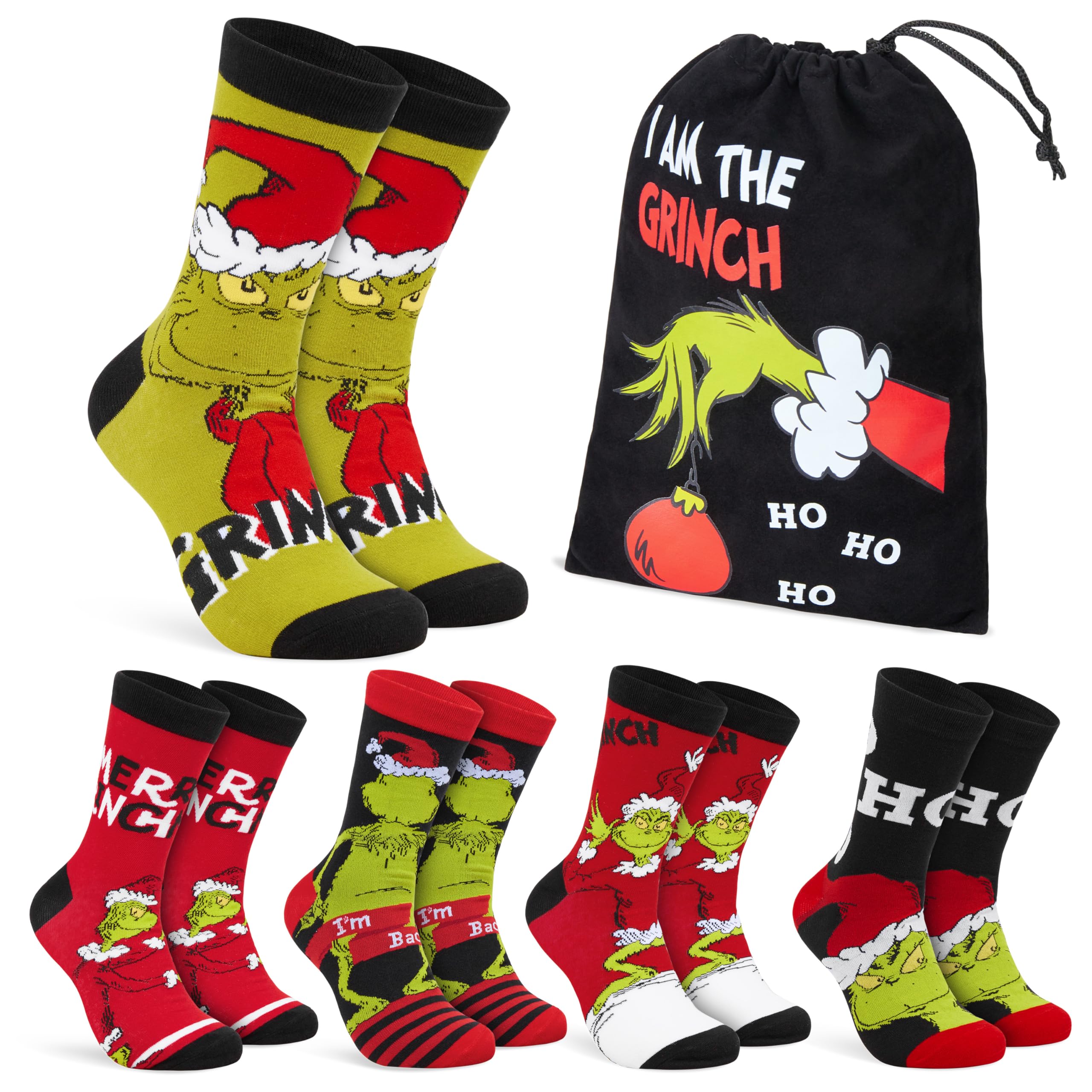The Grinch, lot de chaussettes homme officielles (40-45) — cadeau drôle et insolite