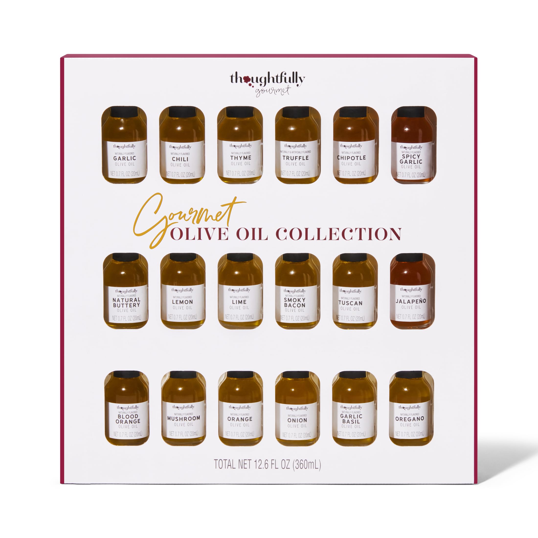 Thoughtfully, coffret de 18 mini flacons d'huile d'olive aromatisée de 20 ml — idée cadeau original