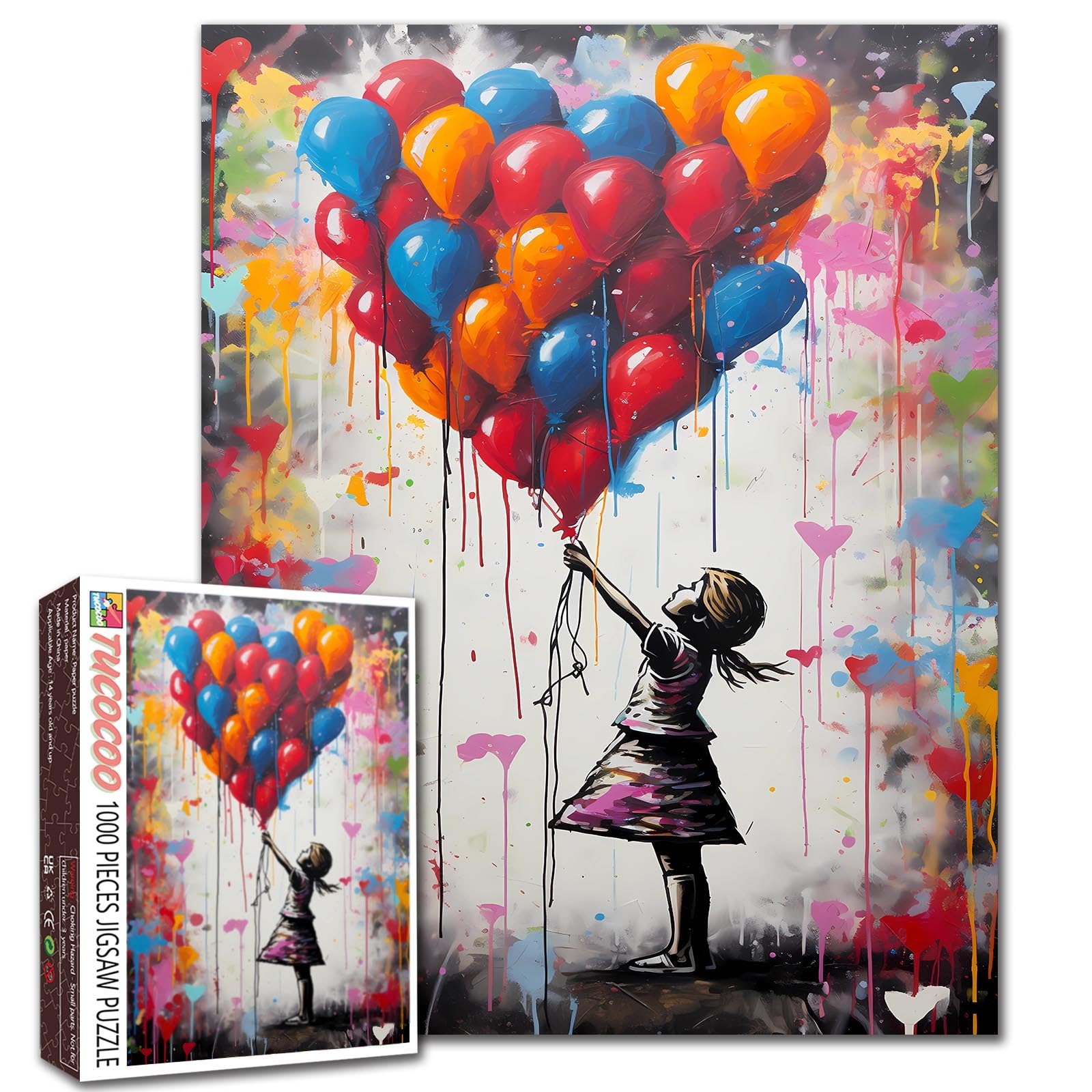Tucocoo puzzle 1000 pièces street art, ballons colorés Banksy — idée cadeau