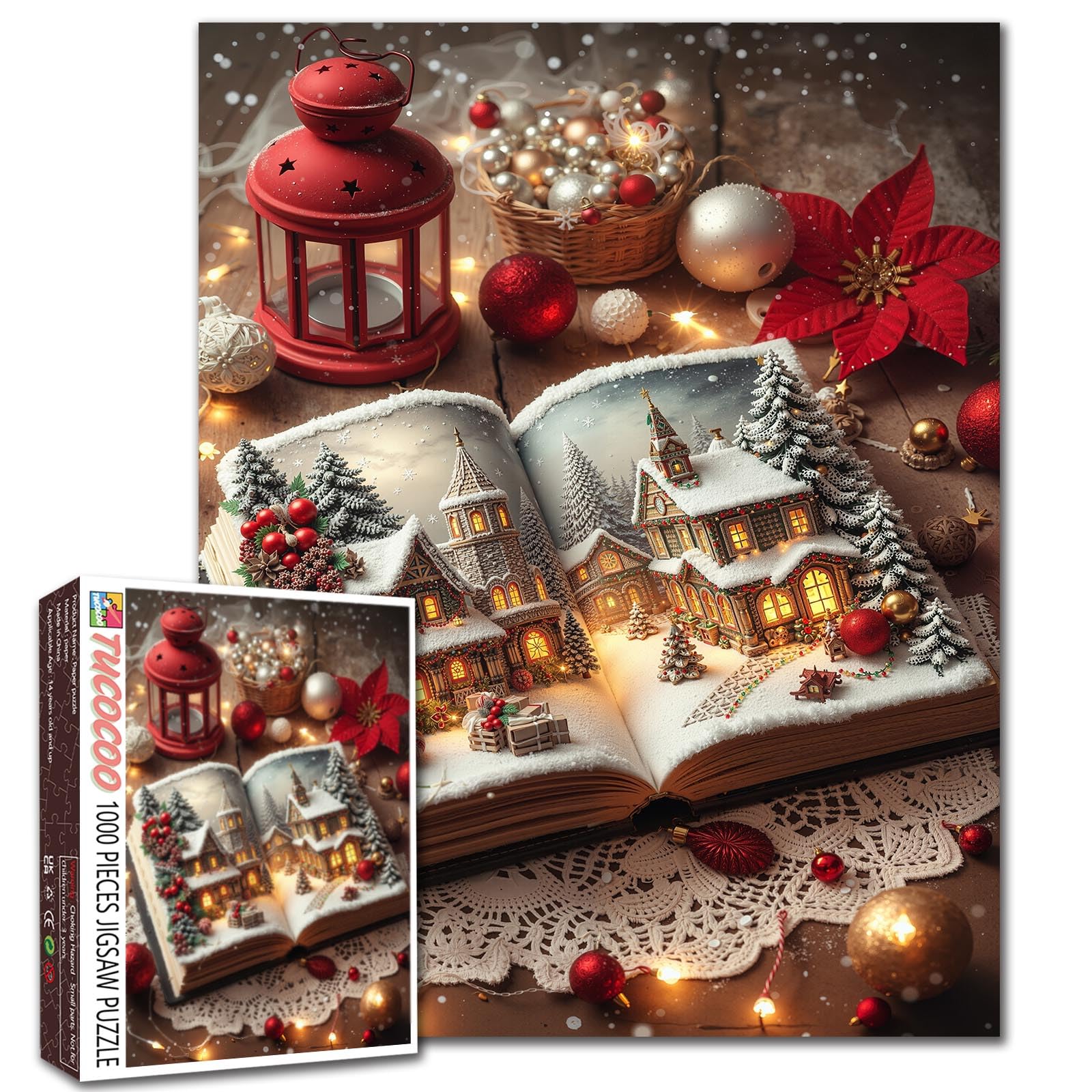 Tucocoo puzzle 1000 pièces Livre de contes de Noël, village d'hiver — idée cadeau