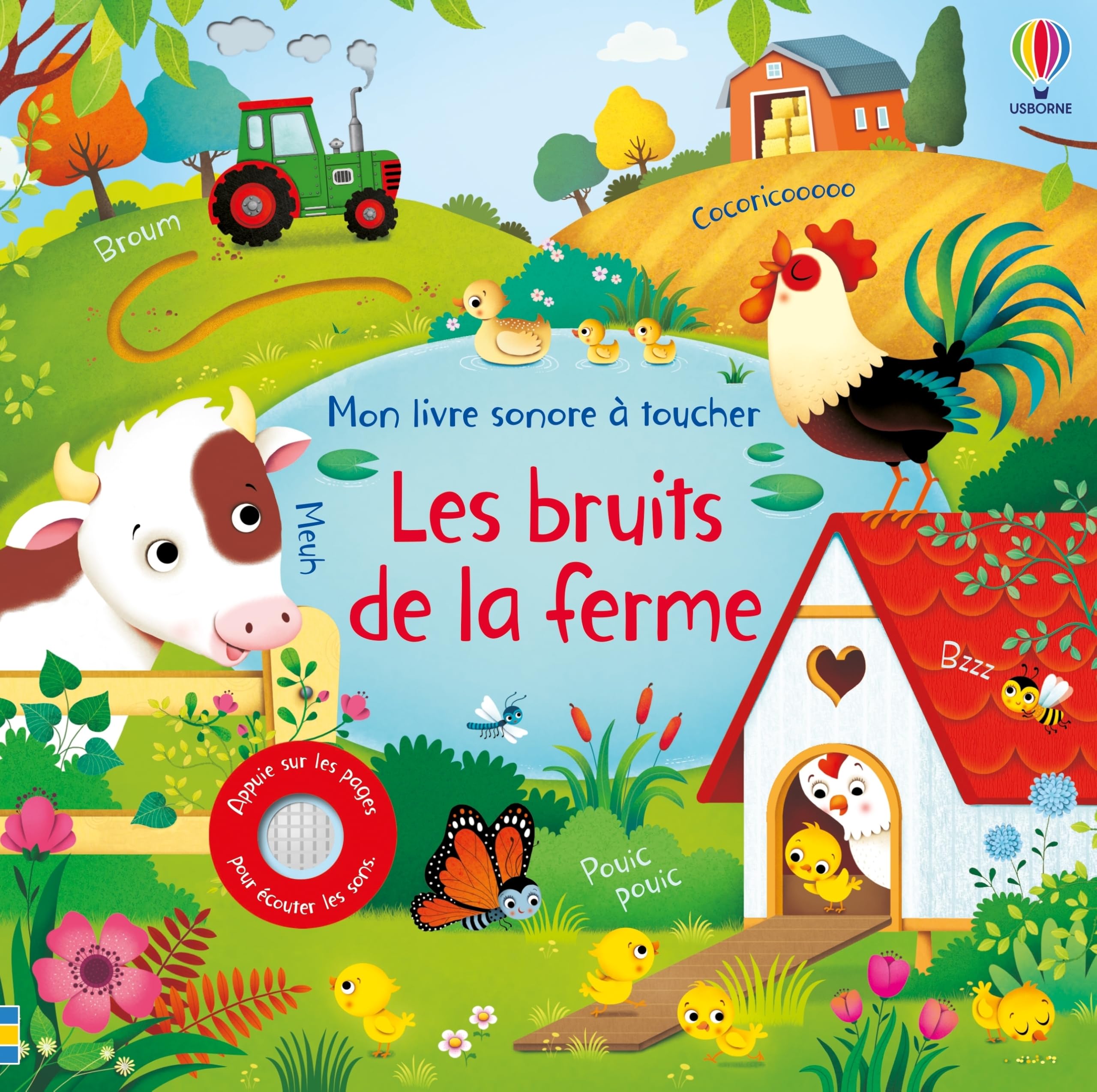 Usborne, Les bruits de la ferme, livre sonore à toucher — cadeau drôle et insolite