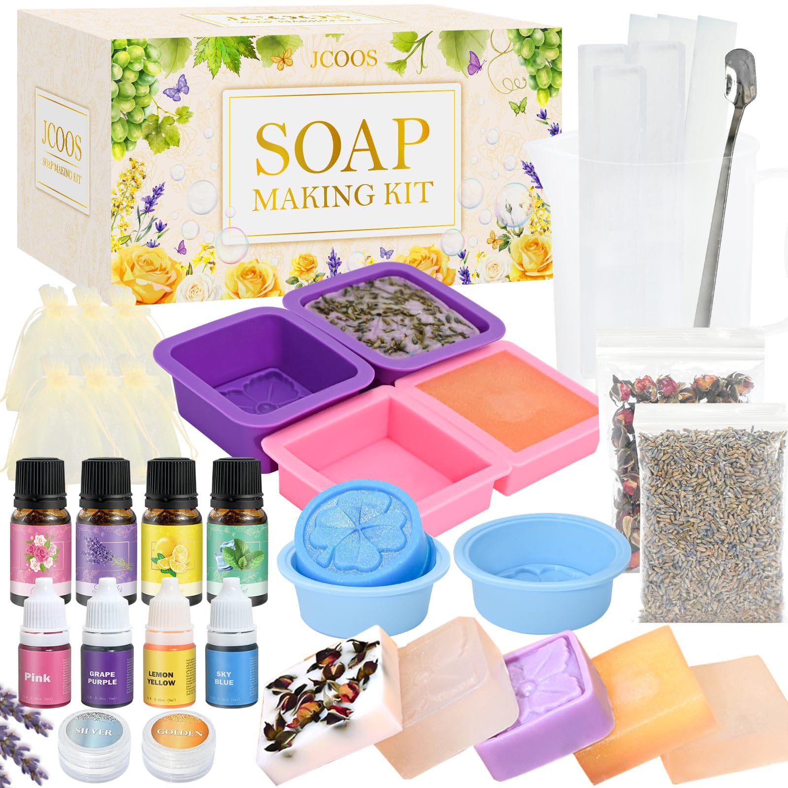 Vezerd, kit de fabrication de savons avec 6 moules et fleurs séchées — idée cadeau