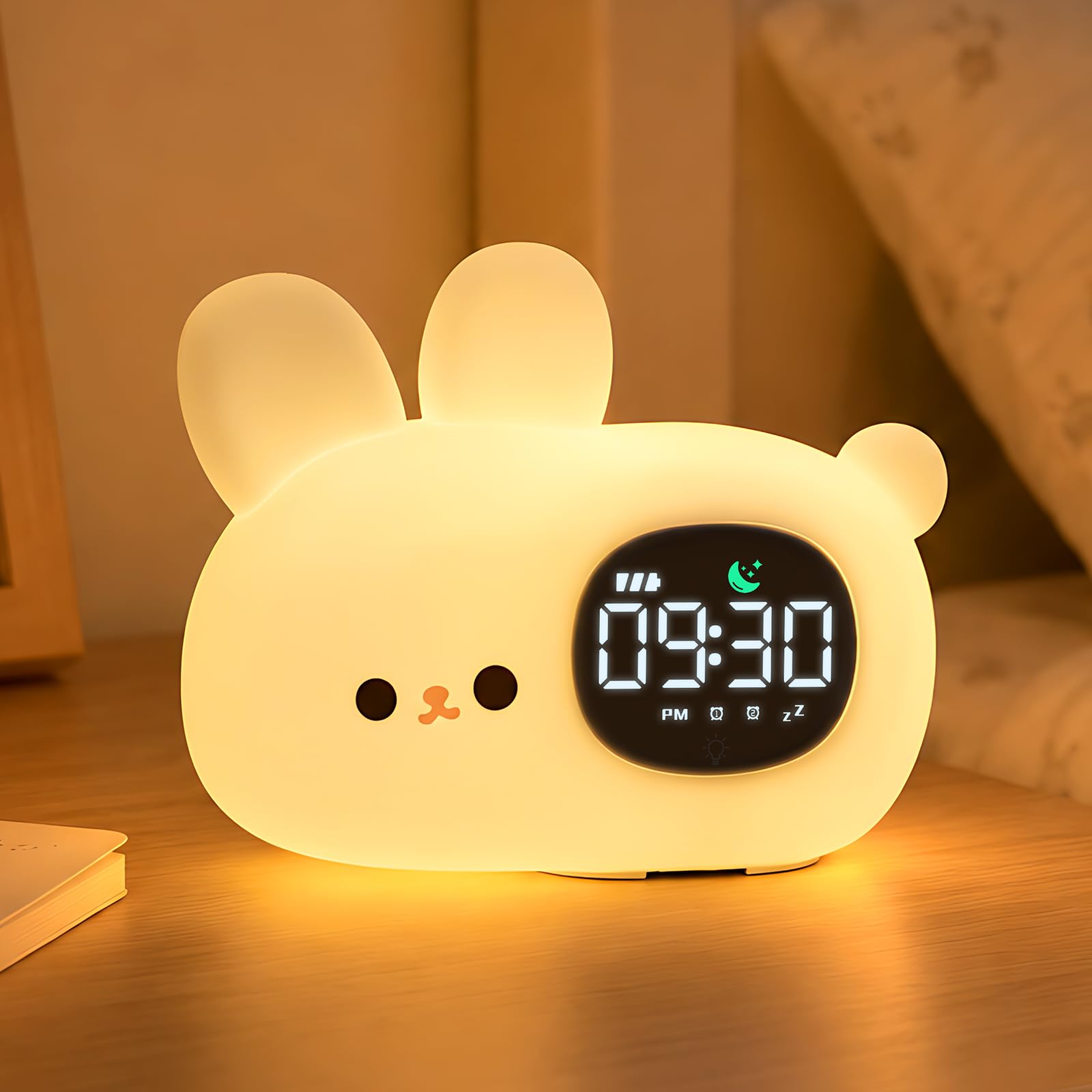 WUYOR, réveil jour/nuit lapin en silicone avec veilleuse — idée cadeau