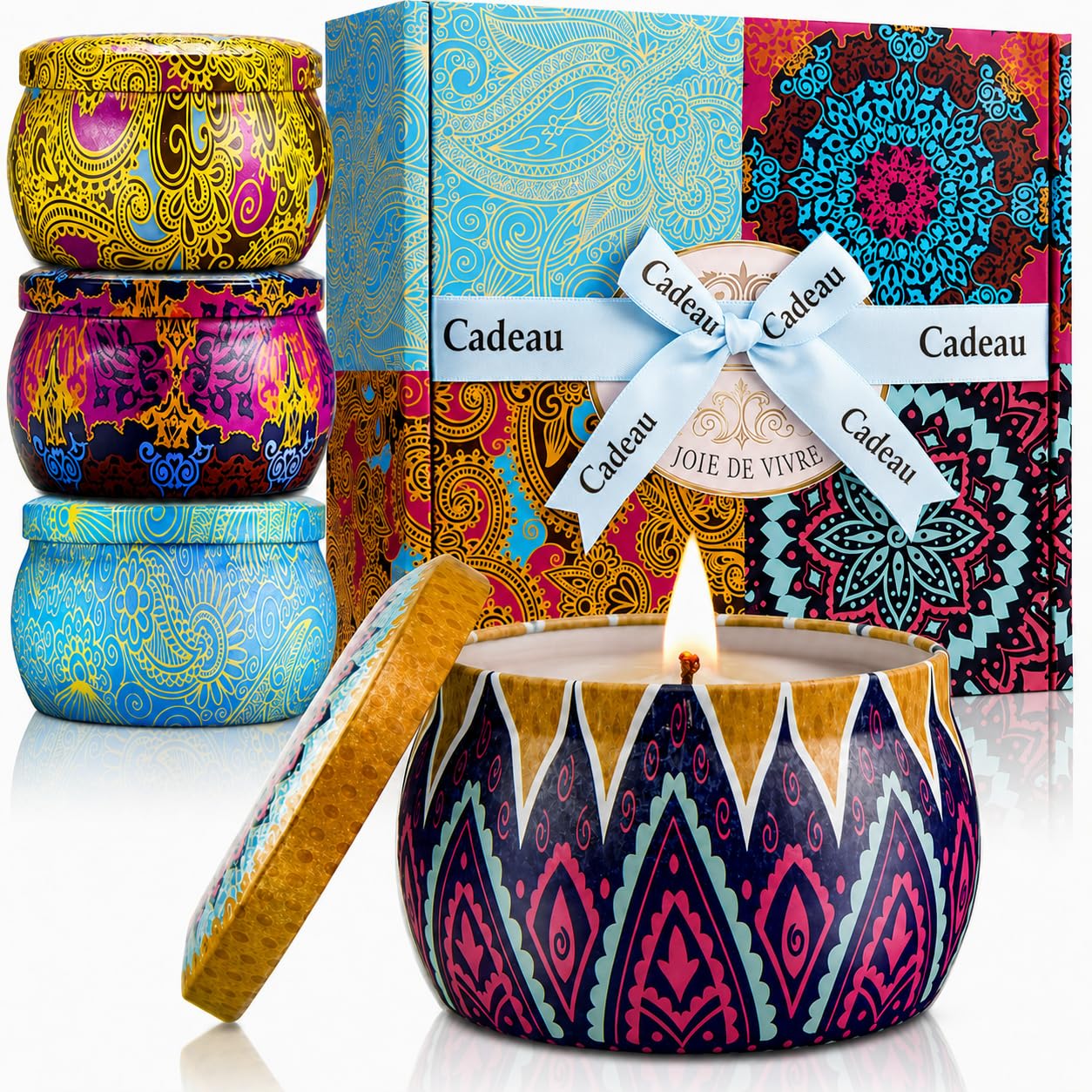 YMing, coffret de 4 bougies parfumées à la cire de soja — cadeau drôle et insolite