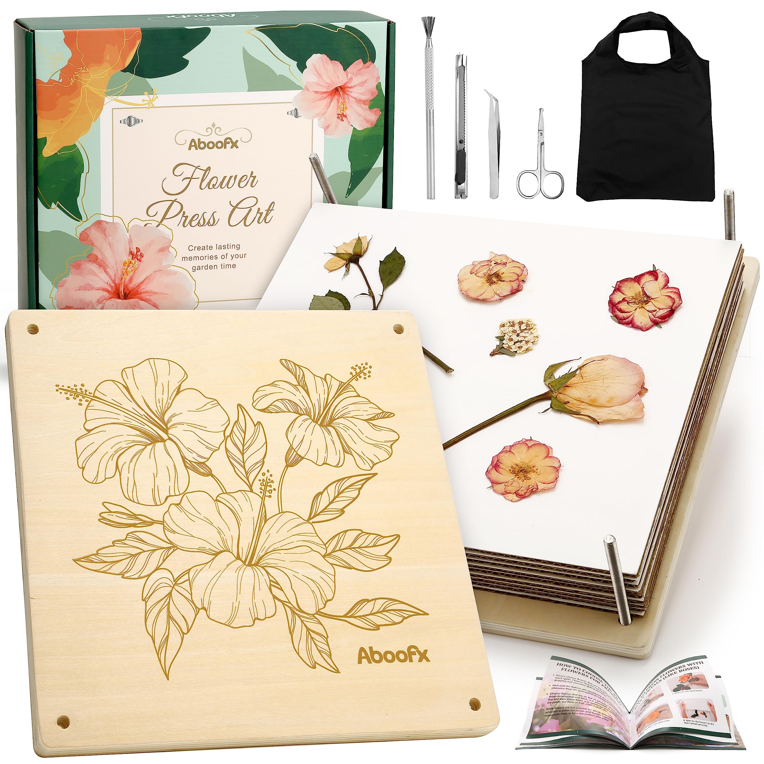 Aboofx 10-Layer Wooden Flower Press Kit — gift idea