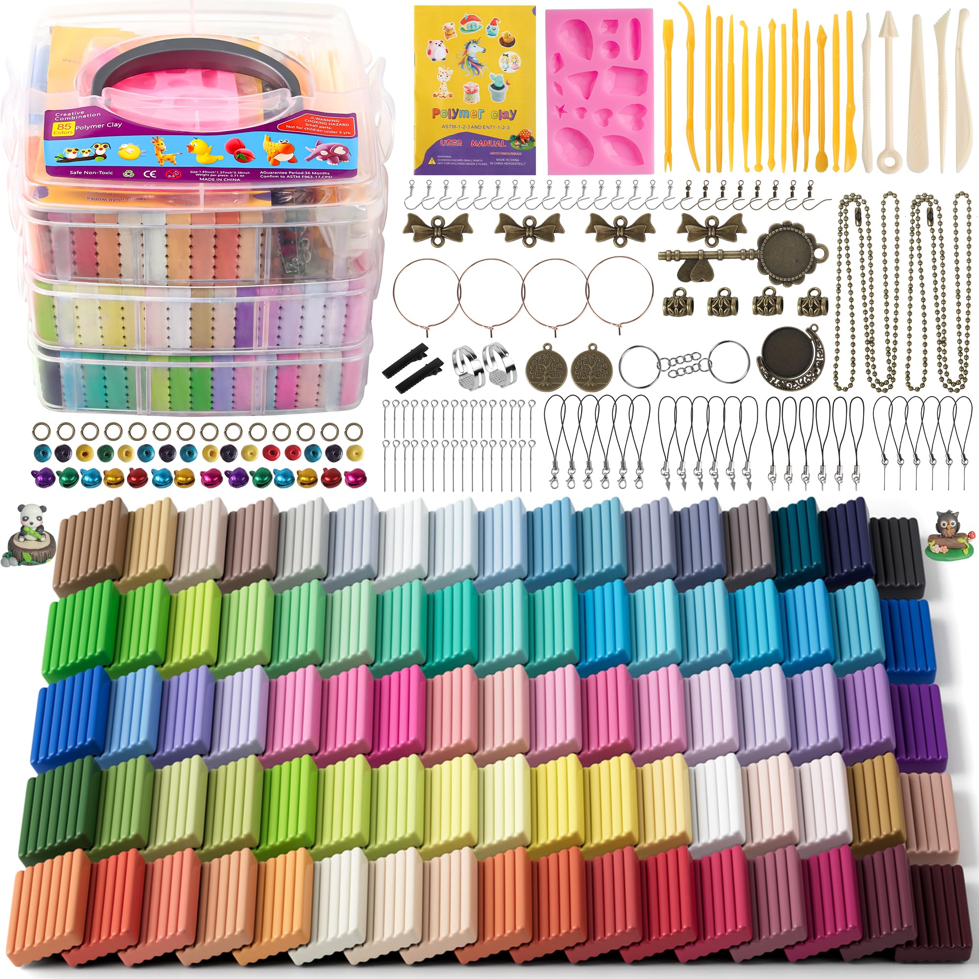 Aestd-ST Polymer Clay Kit, 85 Colors with Sculpting Tools — gift idea