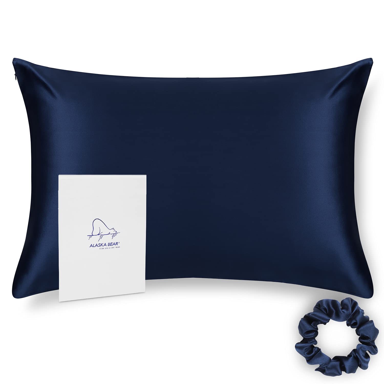 Alaska Bear Mulberry Silk Pillowcase, Standard, Navy — gift idea