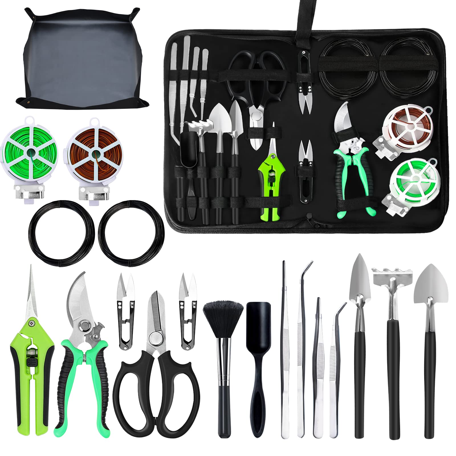AOKNZEVM 20-Piece Bonsai Tool Kit with Repotting Mat — gift idea